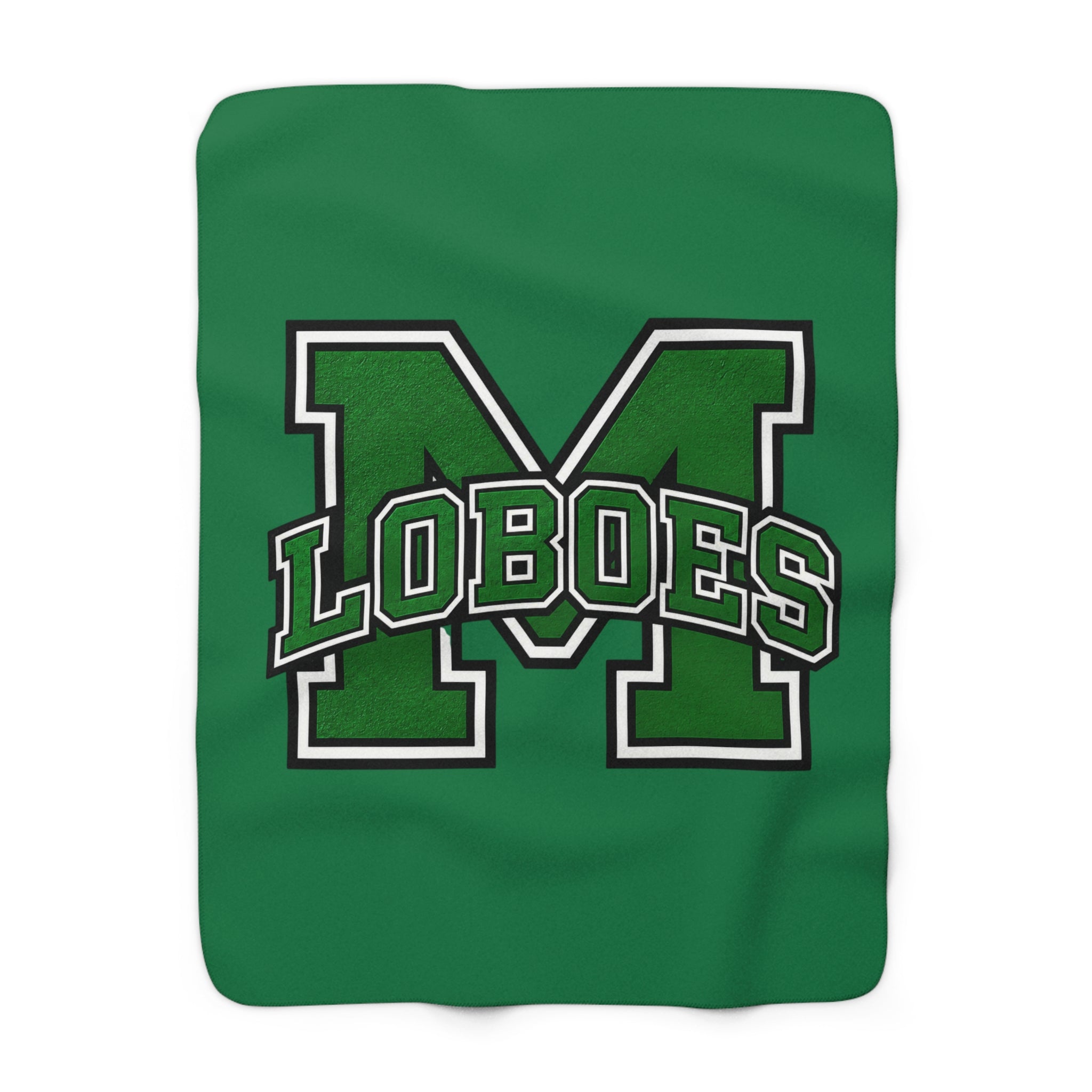 Green 'M Loboes' Sherpa Fleece Blanket
