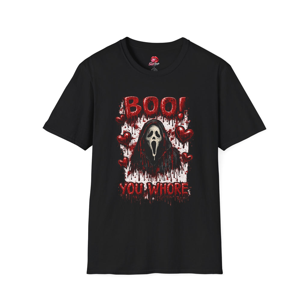 BOO Ghost Face Horror T-Shirt | Bloody Hearts Halloween Shirt | Cute Horror Movie Tee | Spooky Season Graphic Tee | Slasher Fan Gift