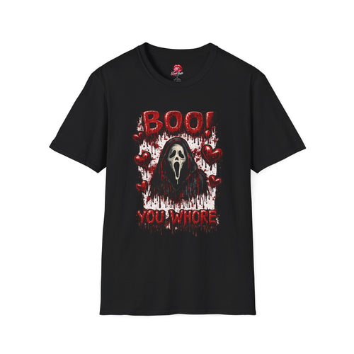 BOO Ghost Face Horror T-Shirt | Bloody Hearts Halloween Shirt | Cute Horror Movie Tee | Spooky Season Graphic Tee | Slasher Fan Gift
