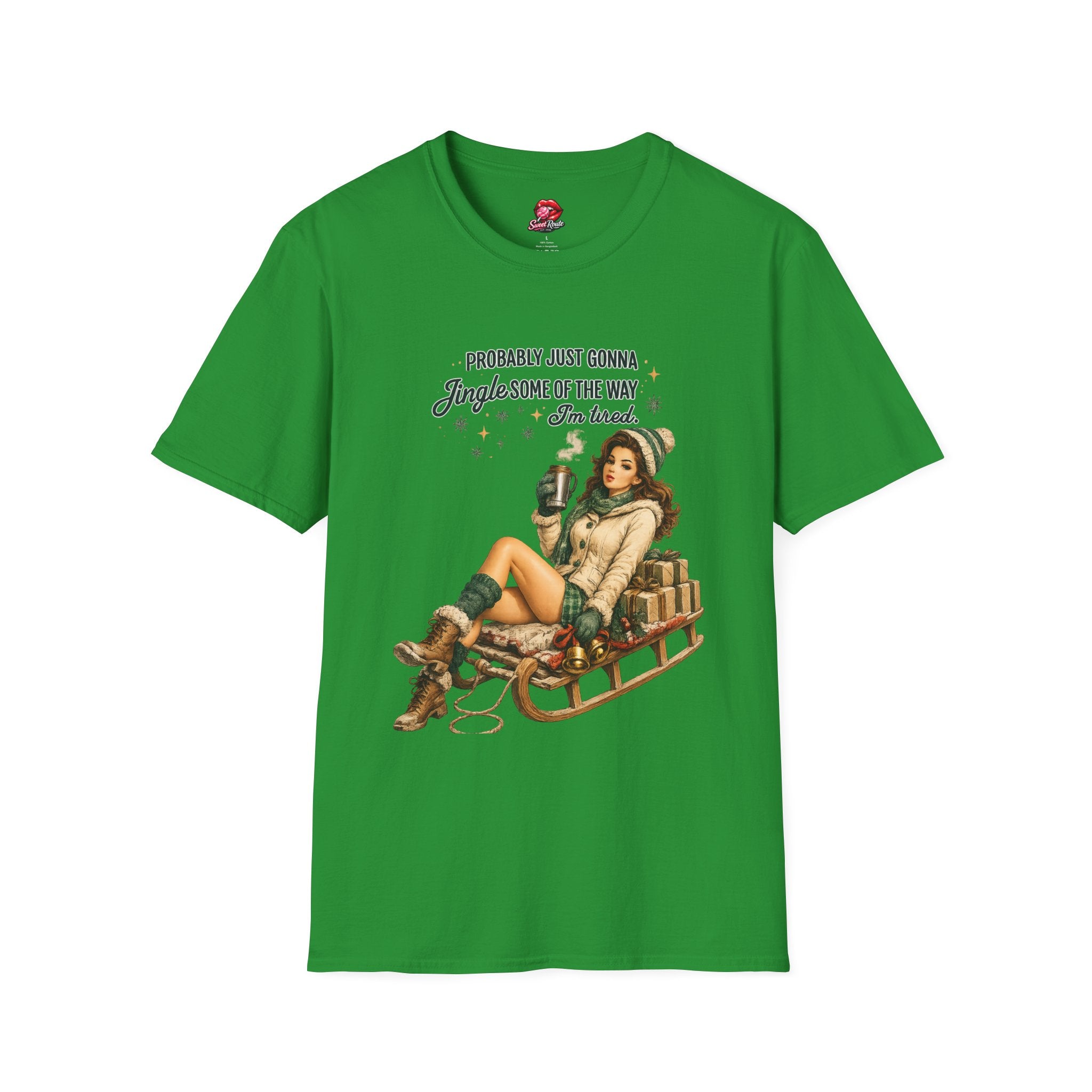 Jingle Some of the Way Vintage Pinup Sleigh T-Shirt