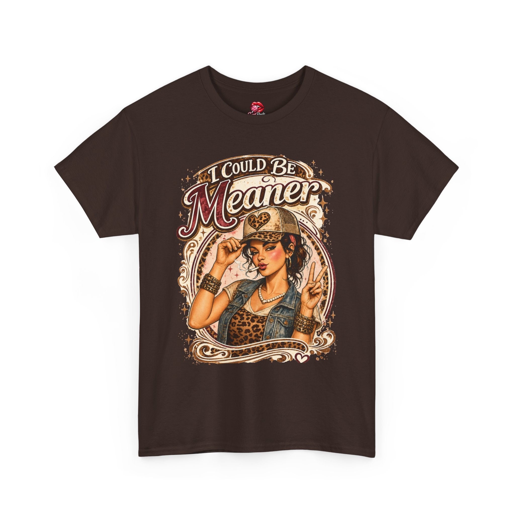 I Could Be Meaner tattooed pin-up girl T-Shirt