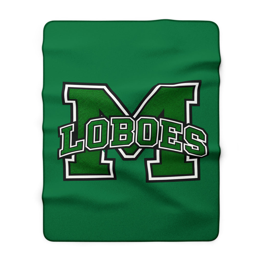 Green 'M Loboes' Sherpa Fleece Blanket