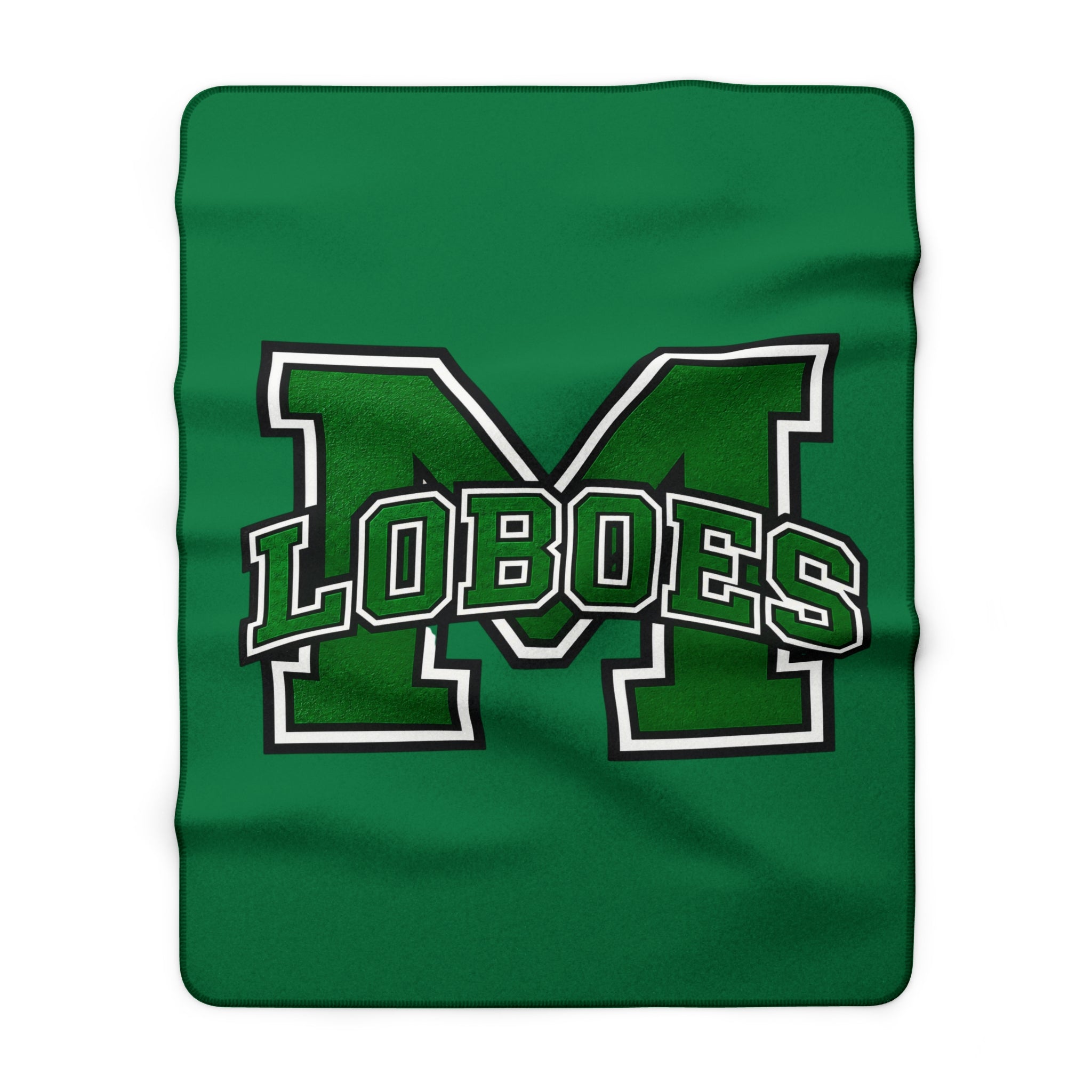 Green 'M Loboes' Sherpa Fleece Blanket