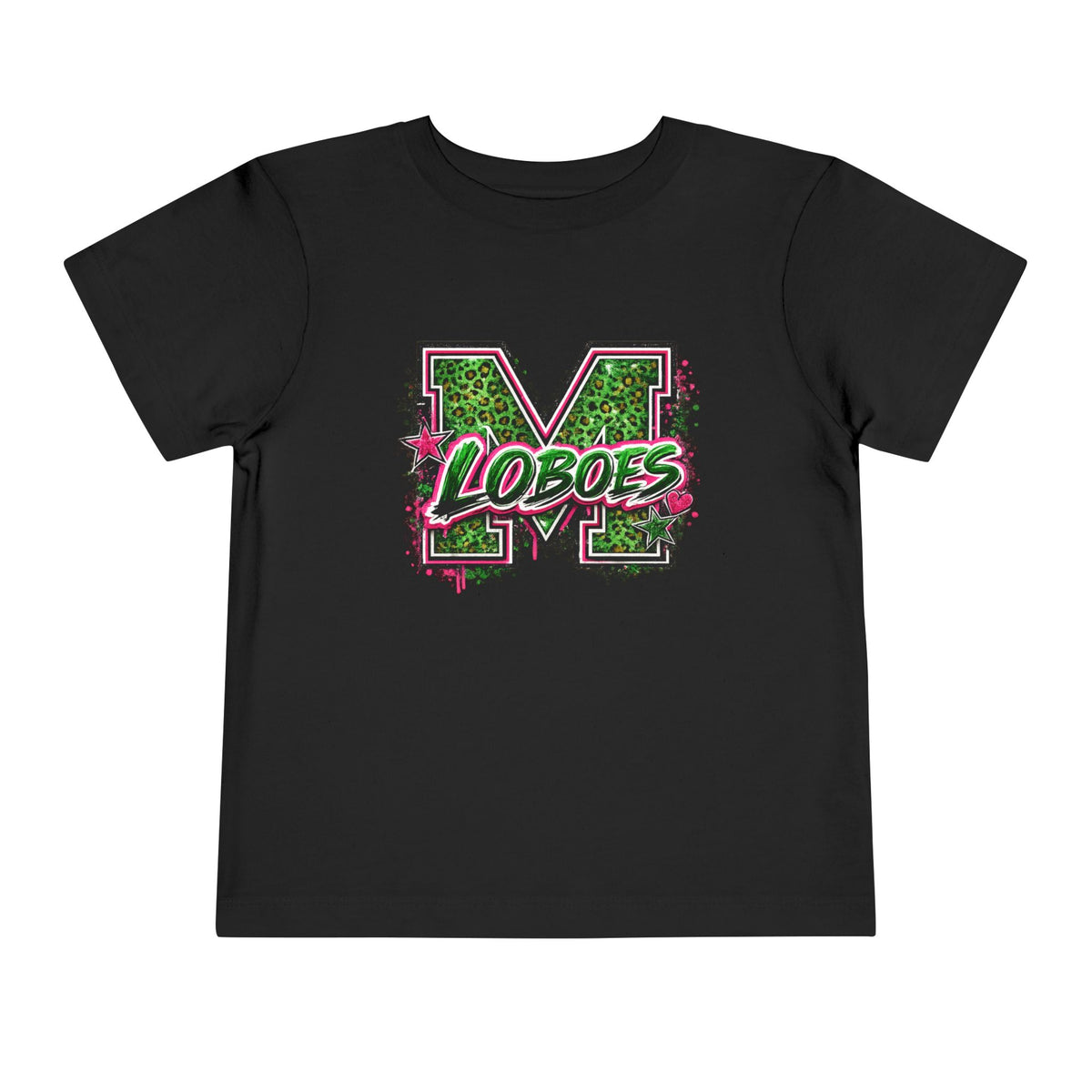 Green Leopard 'Lobos' M Letter Toddler Tee