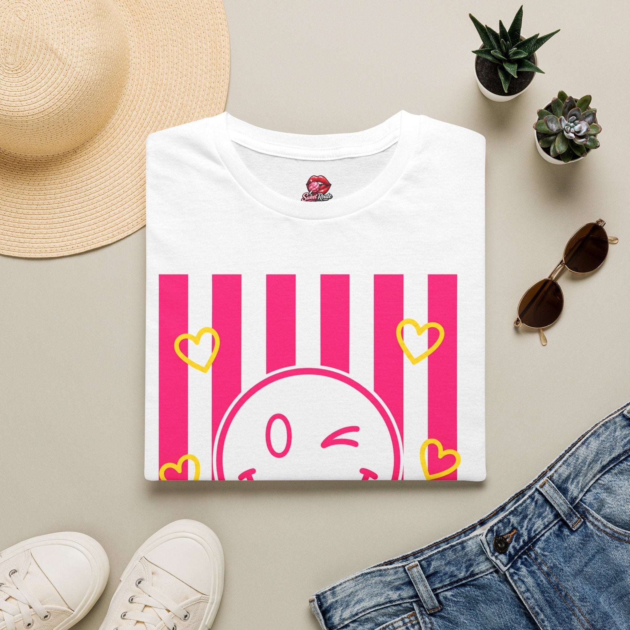 Winking Smile Face with Hearts T-Shirt