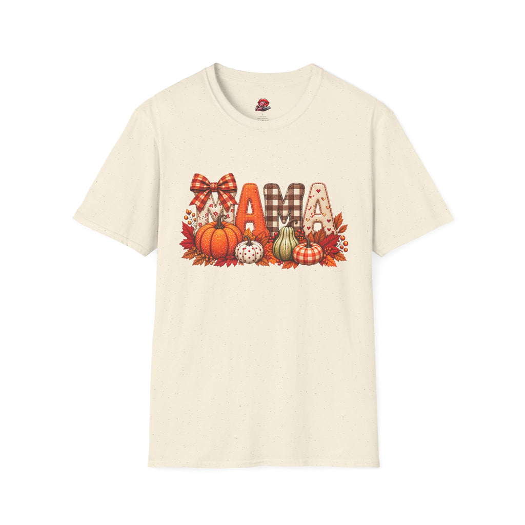 Mama Fall Pumpkin T-Shirt — Autumn Plaid & Gingham Harvest Tee