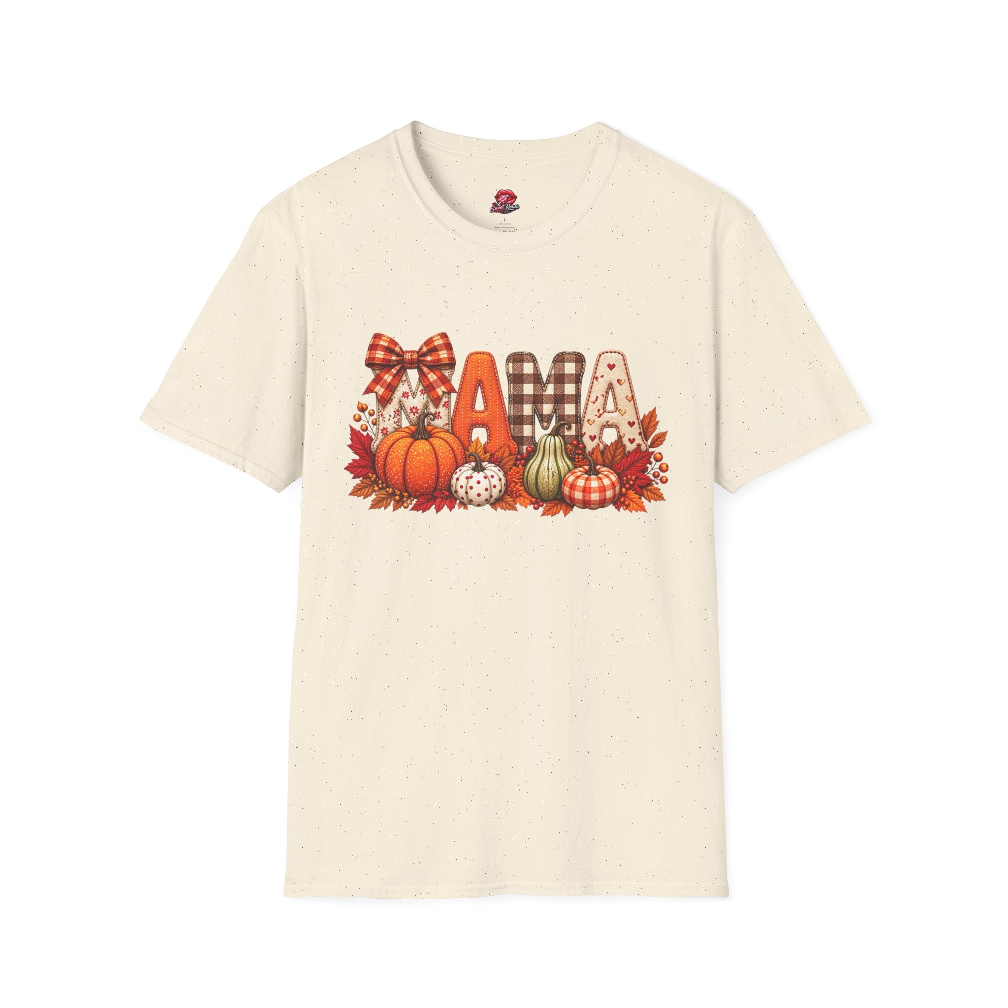 Mama Fall Pumpkin T-Shirt — Autumn Plaid & Gingham Harvest Tee