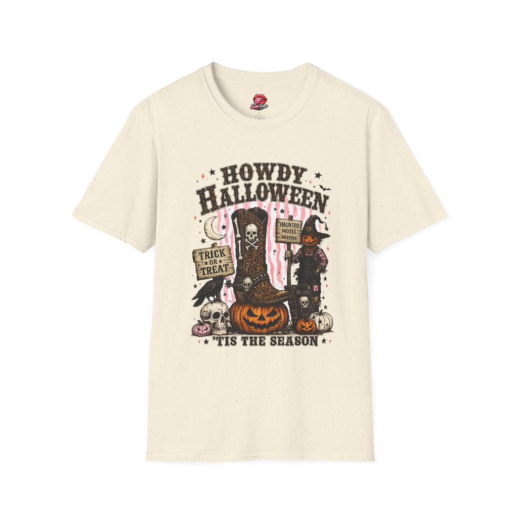 Howdy Halloween Cowboy Skeleton Graphic T-Shirt | Western Halloween Retro Unisex Tee