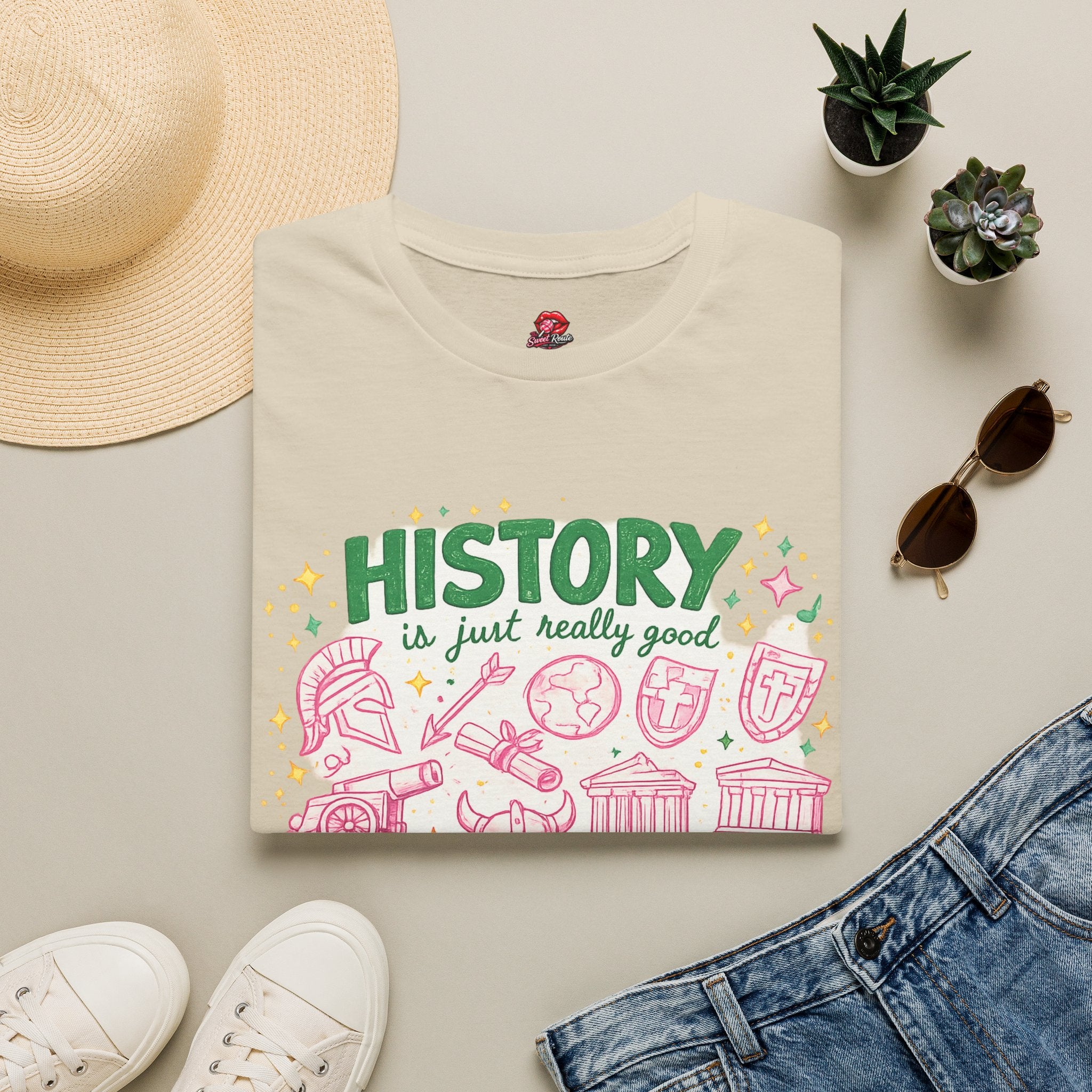 History Is Just Really Good Storytelling Teacher T-Shirt | Cute Retro History Teacher Graphic Tee | History Lover Gift