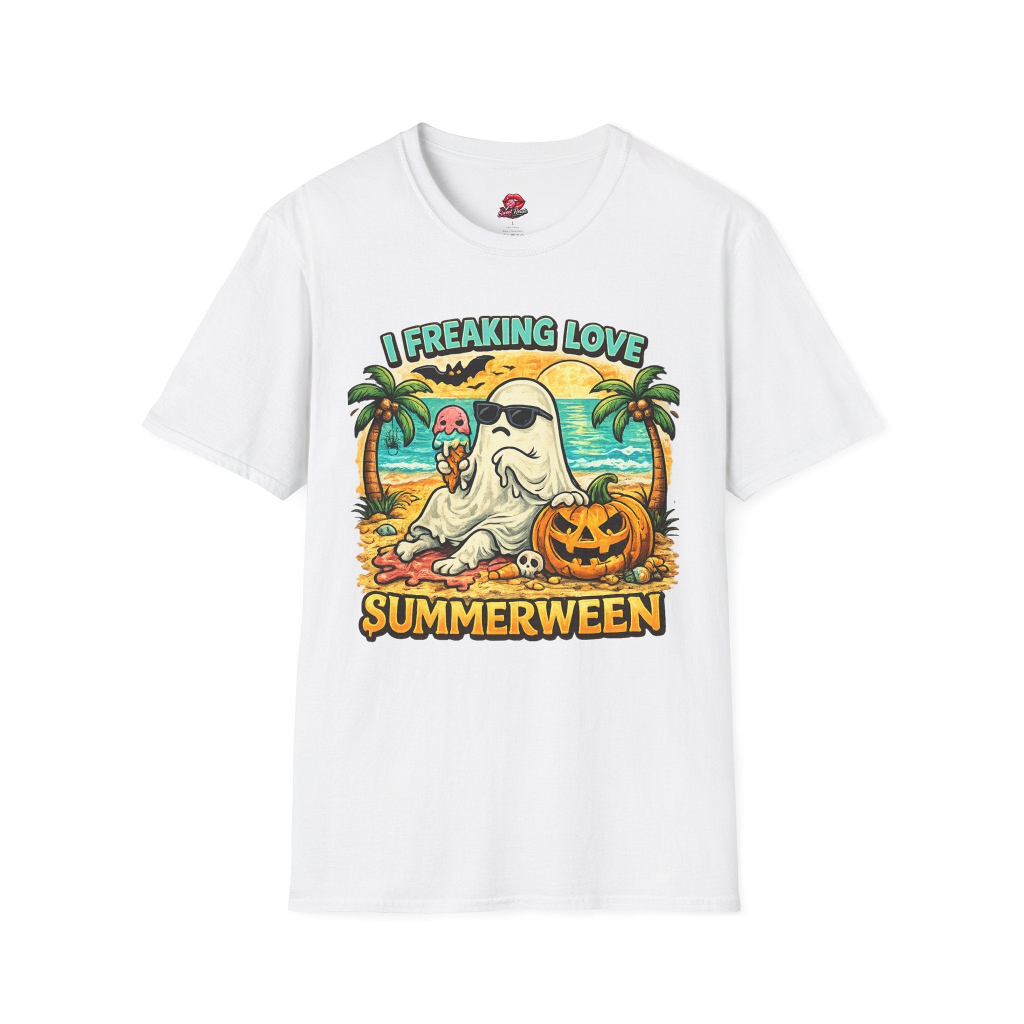 I Freaking Love Summerween Ghost T-Shirt | Funny Summerween Shirt | Cute Beach Ghost Tee | Halloween Summer Graphic Tee | Tropical Spooky Shirt