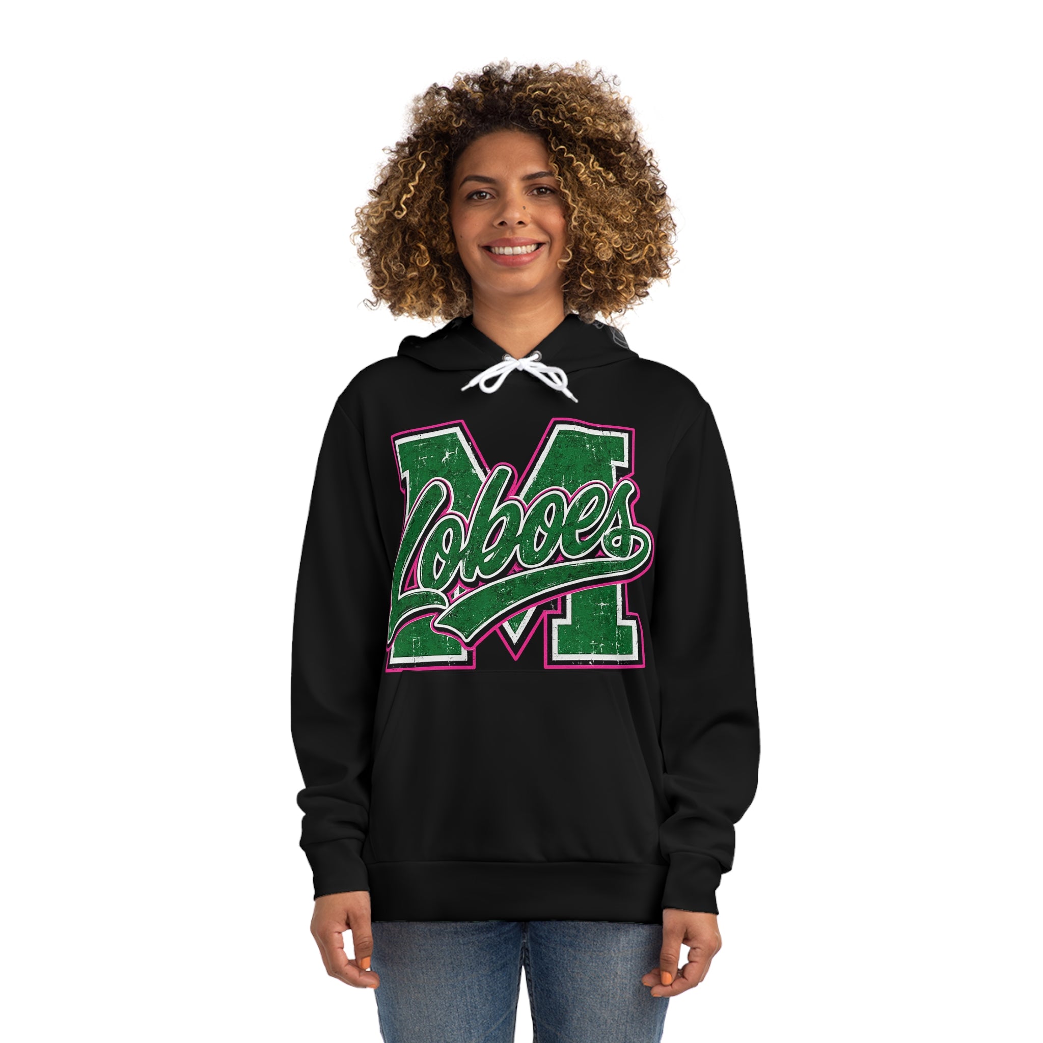 Loboes Varsity Hoodie — Retro Green Script Letterman Pullover