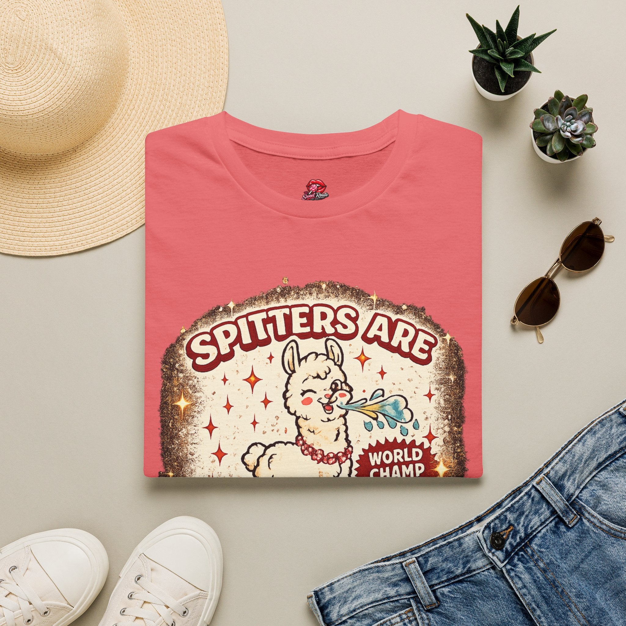 Spitters Are Quitters Funny Llama Graphic Tee