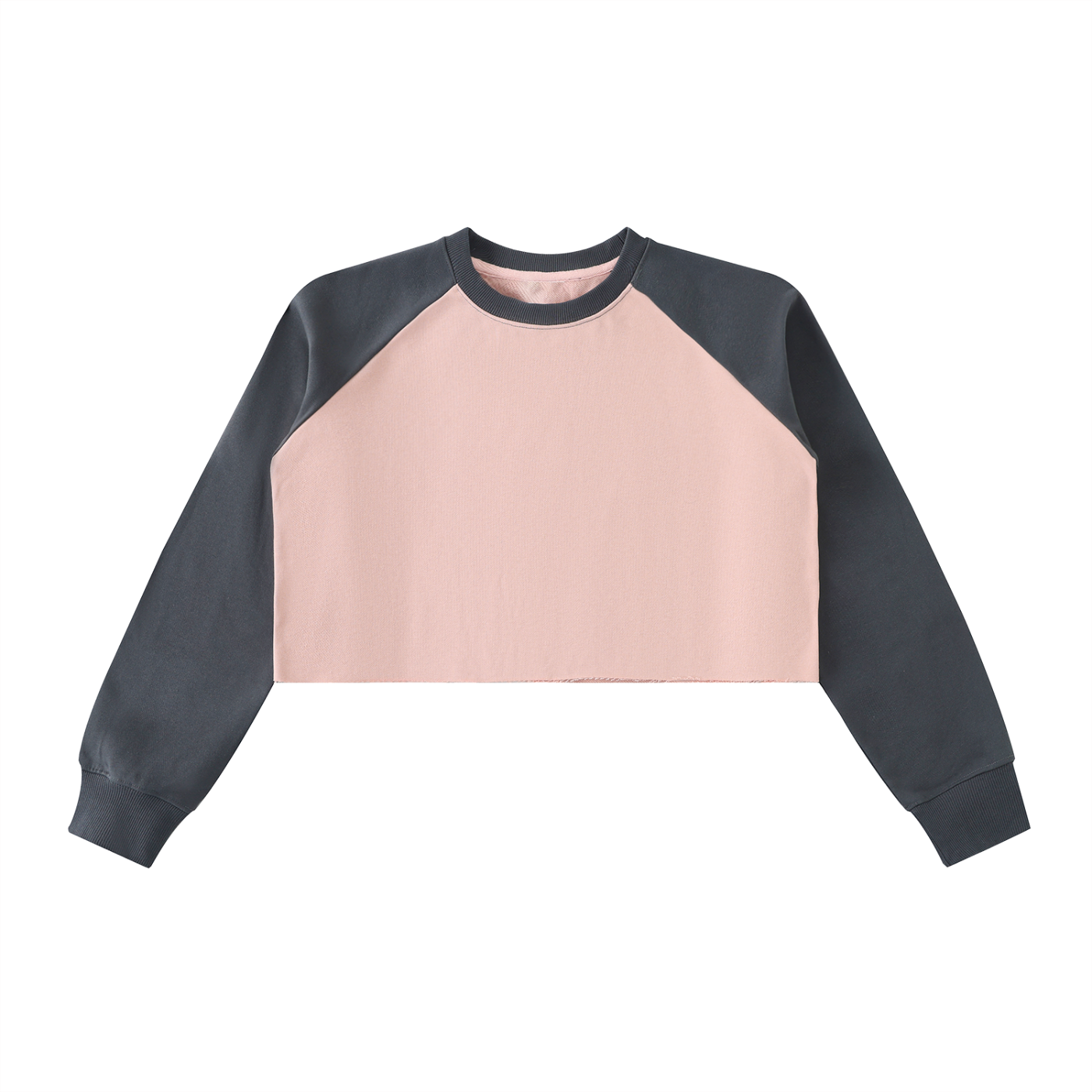 Sweet Route Raw-Hem Color-Block Raglan Crop Sweatshirt