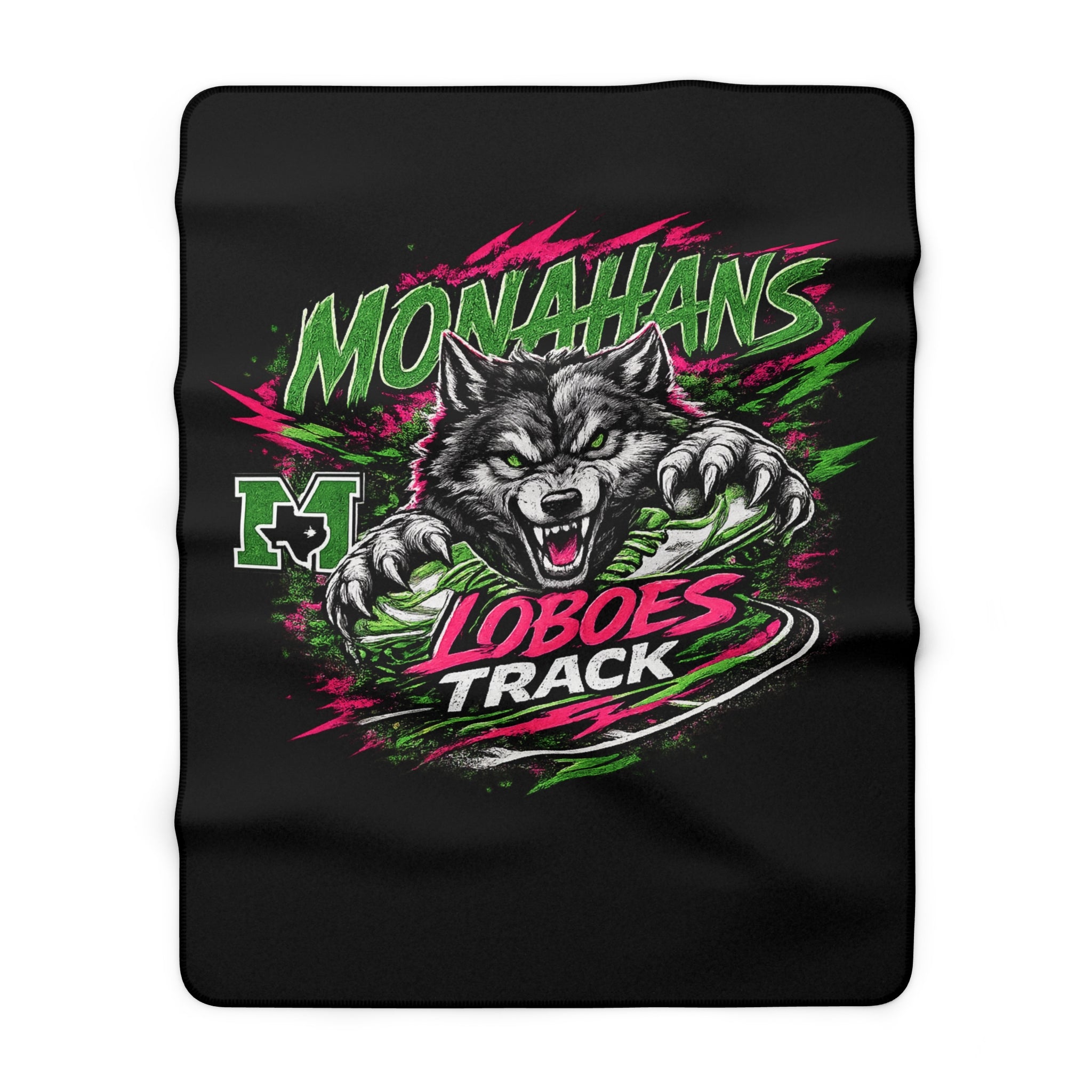 Monahans Loboes Track Sherpa Fleece Blanket