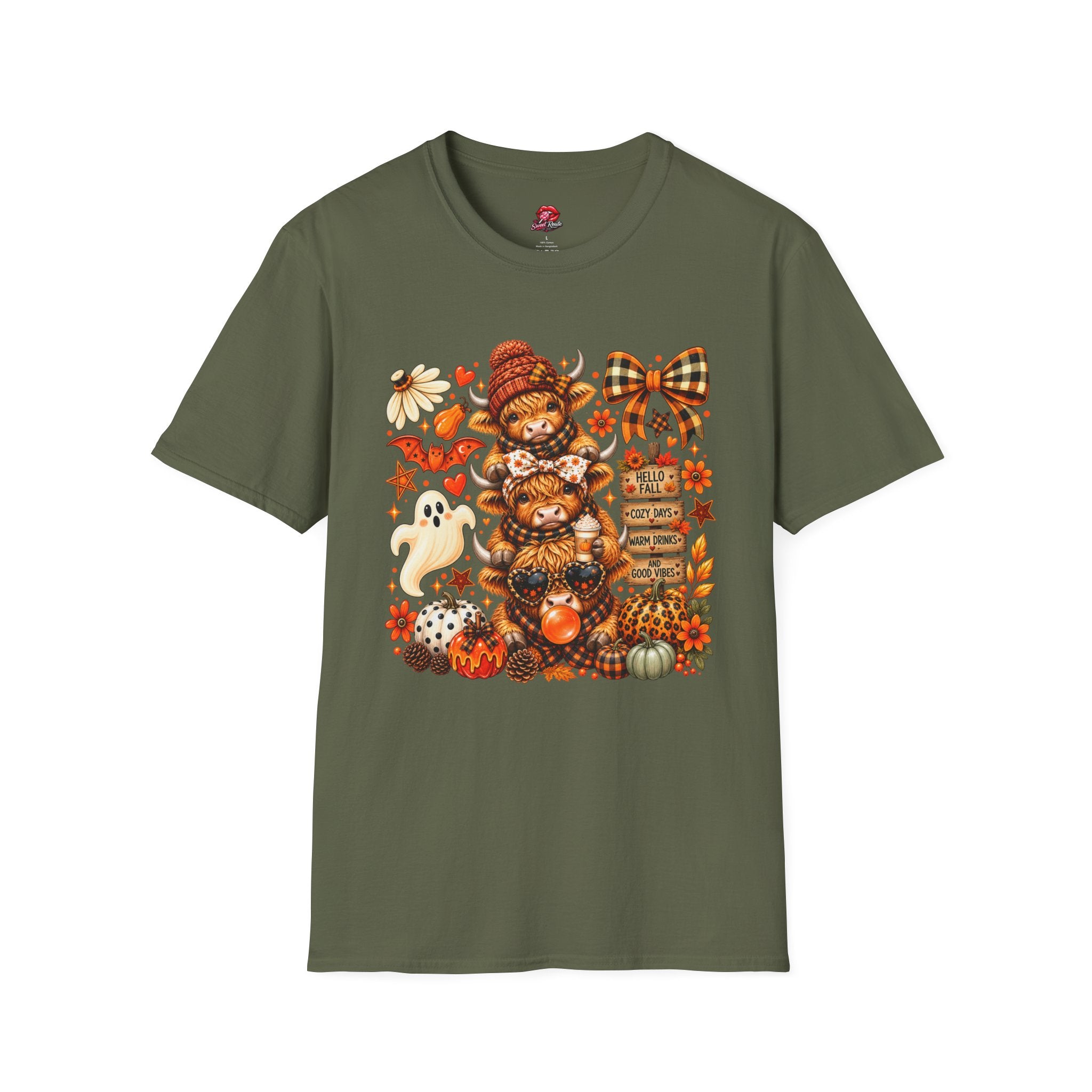 Fall Stacked Highland Cow T-Shirt