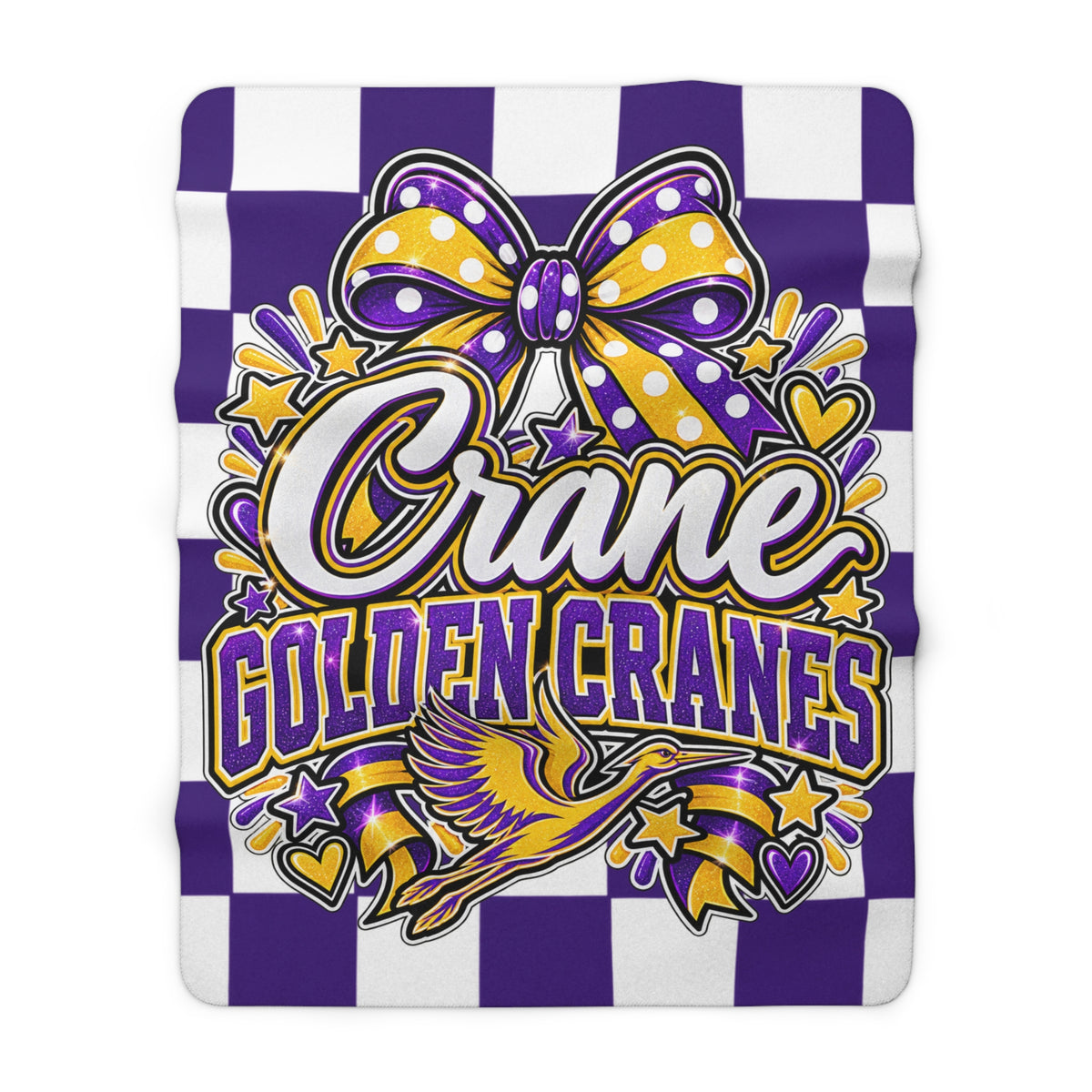 Golden Cranes Sherpa Fleece Blanket