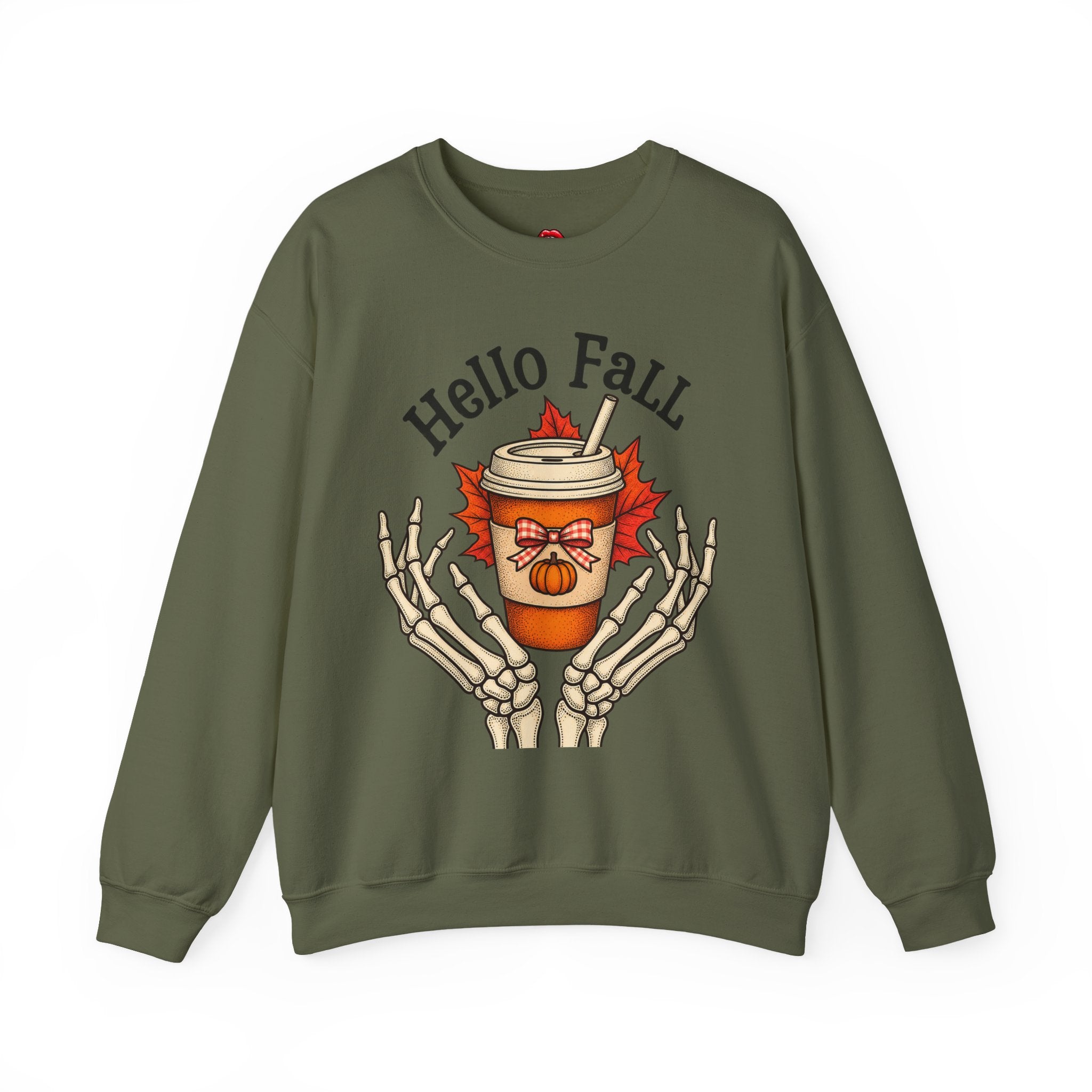 Fall Coffee Skeleton Hands Cozy Autumn Pullover