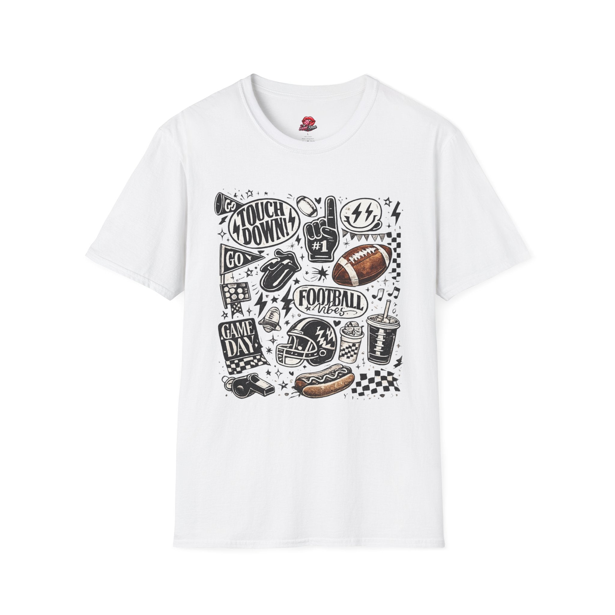 Football Doodle Graphic T-Shirt | Cute Game Day Football Tee | Sports Fan Fall Shirt