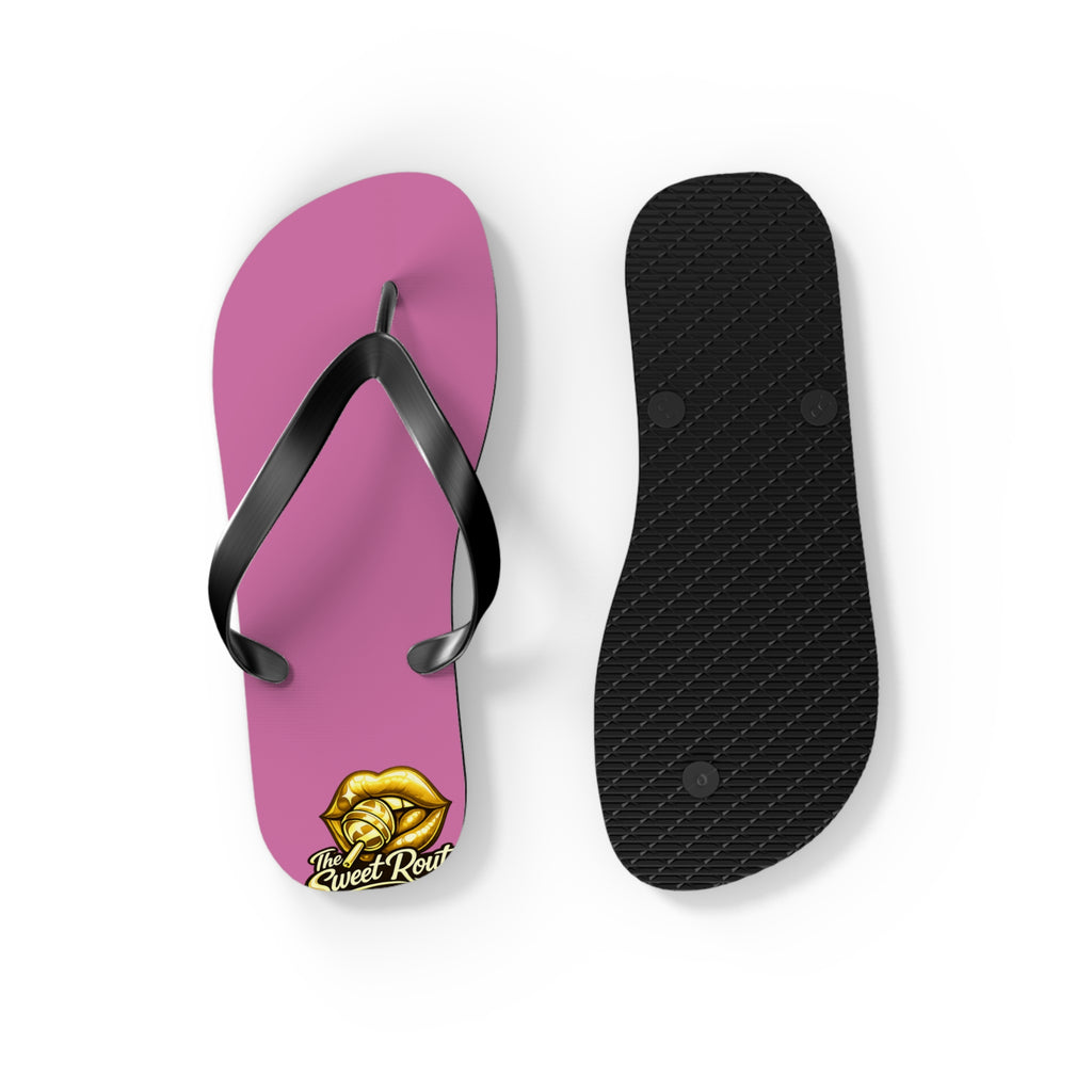 Gold Sweet Route Logo Beach Sandals