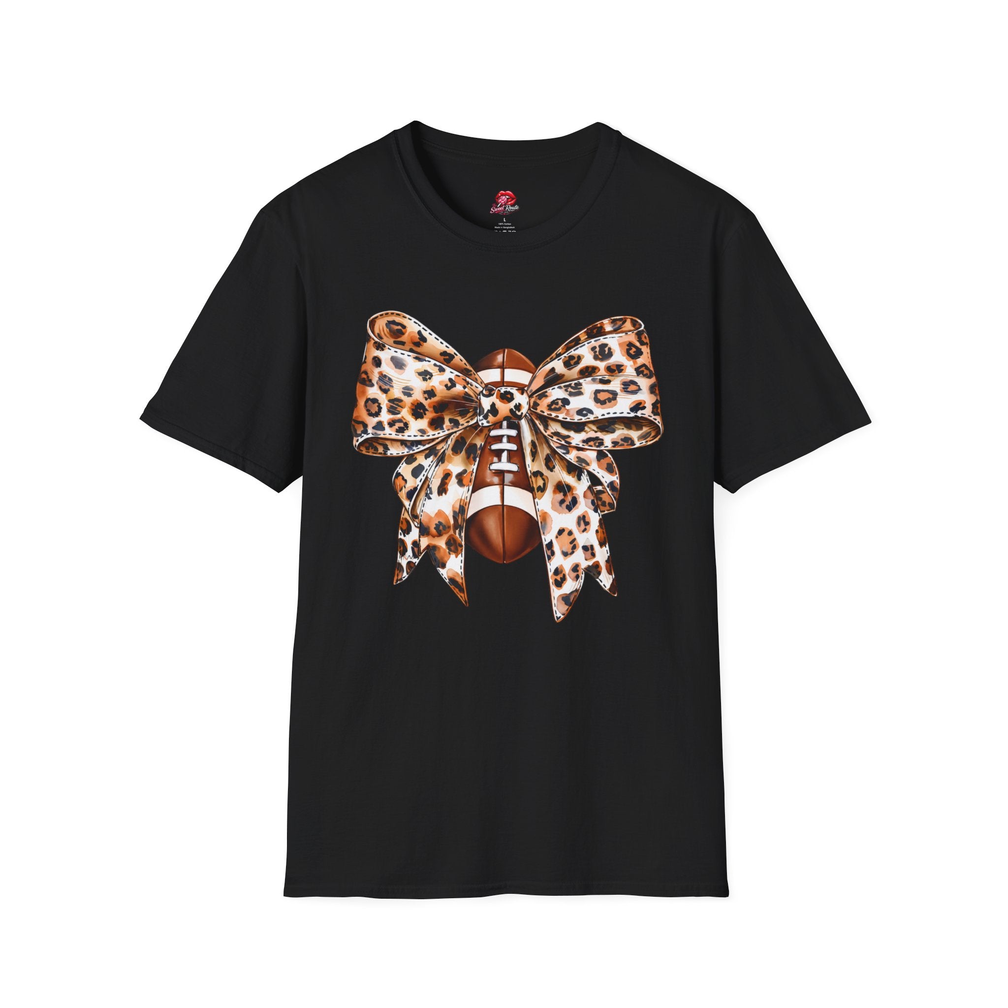 Leopard Bow Football T-Shirt