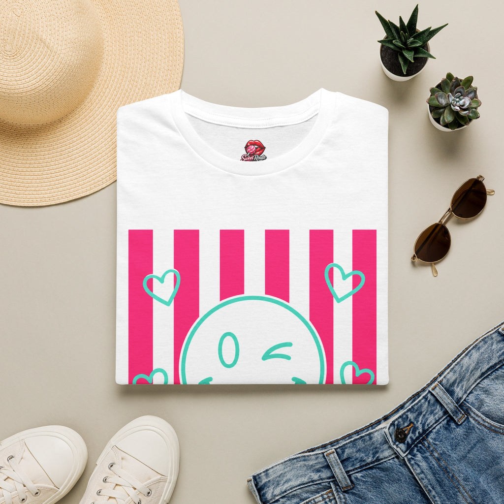 Winking Smiley Face Stripe T-Shirt
