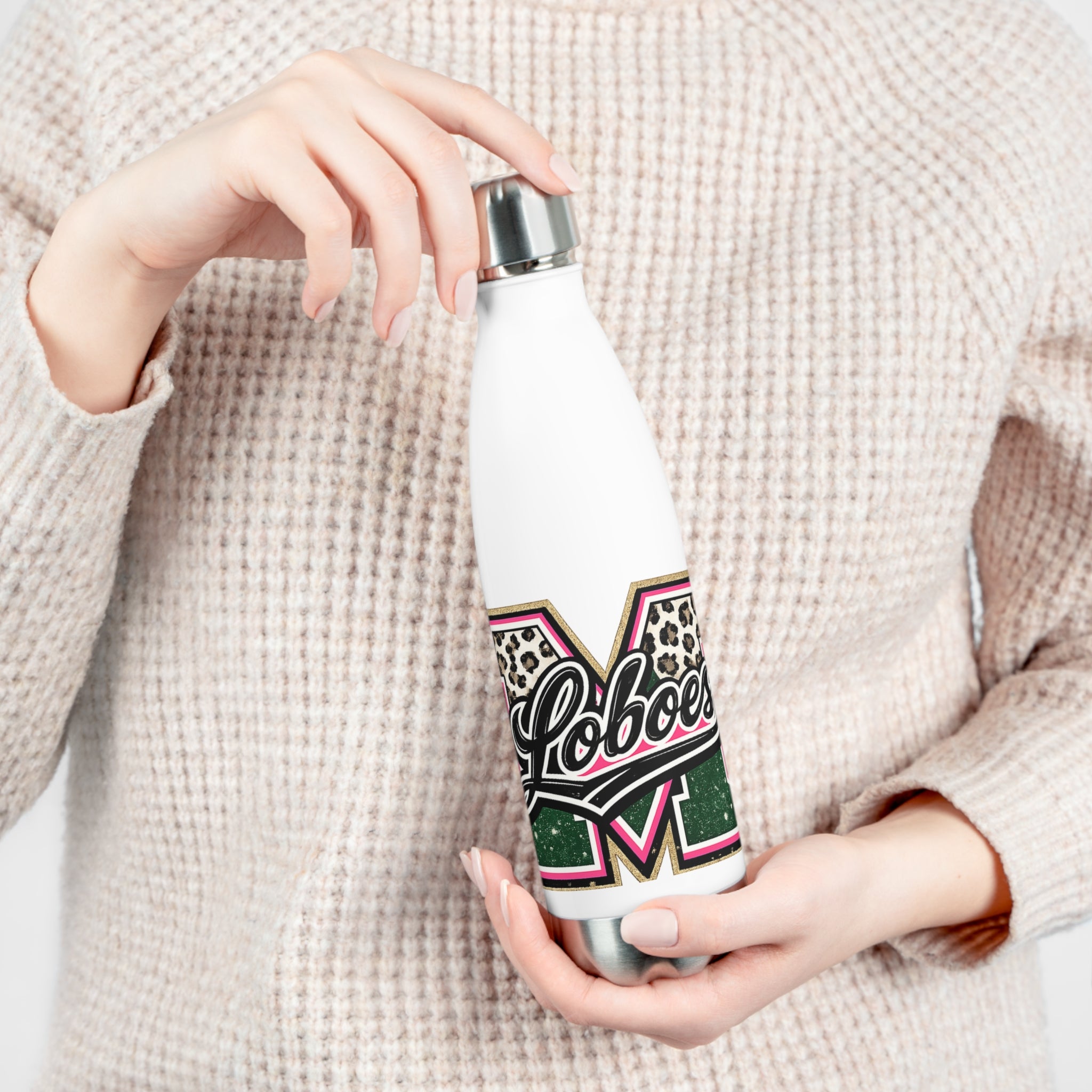 Loboes Leopard Varsity 20oz Stainless Water Bottle