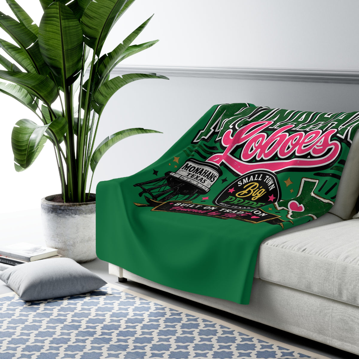 Monahans Loboes Sherpa Fleece Stadium Blanket