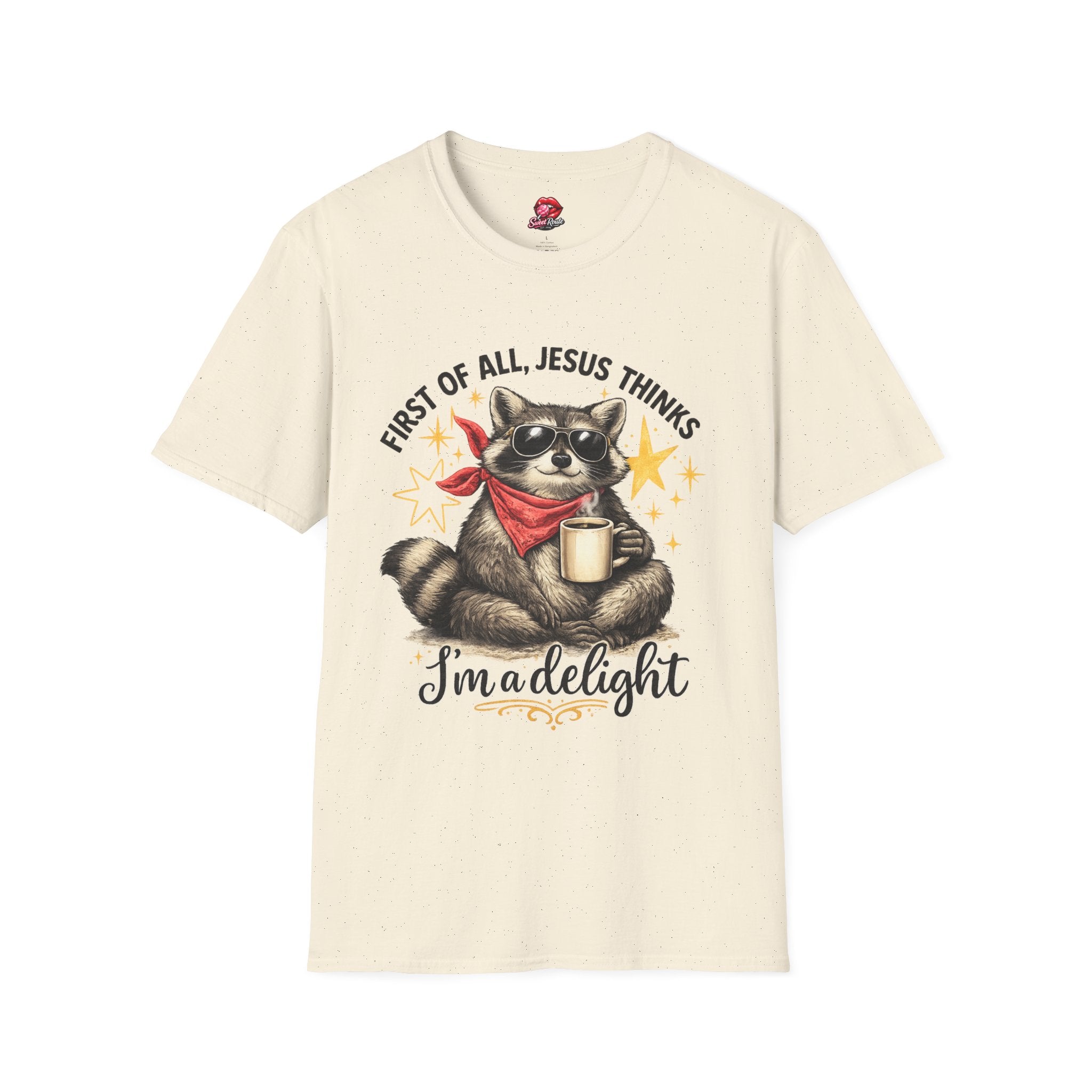First of All Jesus Thinks Raccoon with Coffee T-Shirt