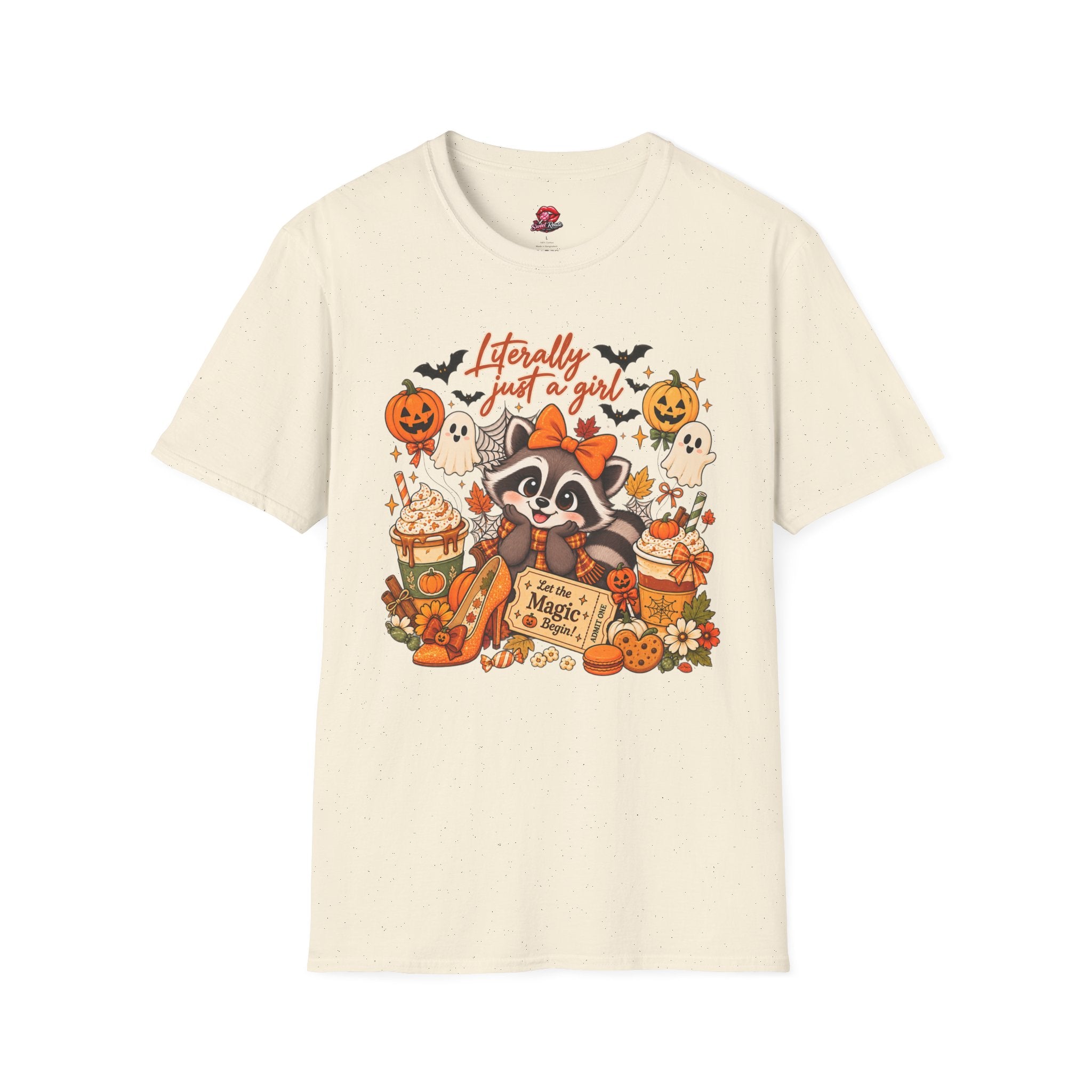 Halloween Just A Girl Raccoon Tee