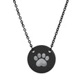 Paw Print Engraved Circle Necklace