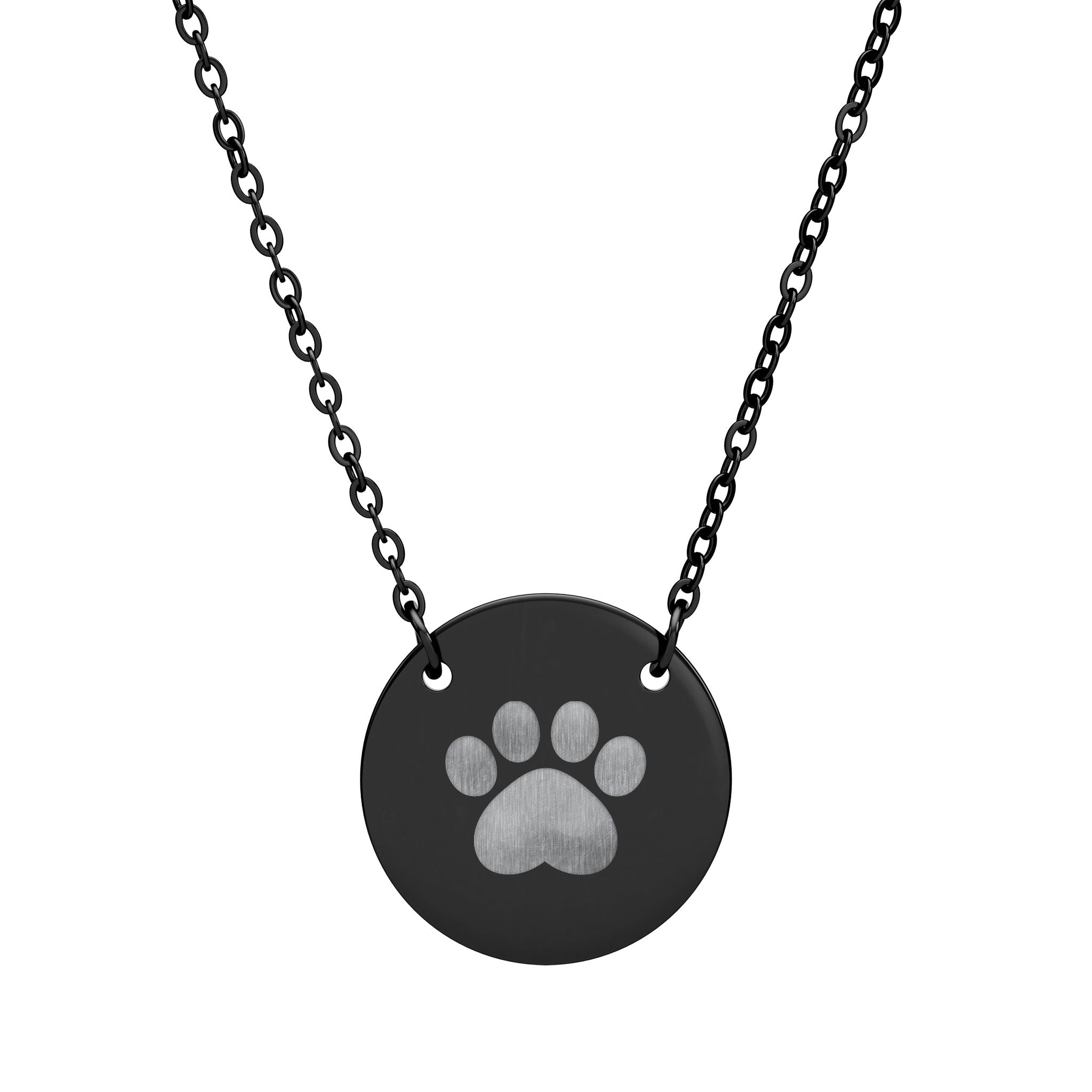 Paw Print Engraved Circle Necklace