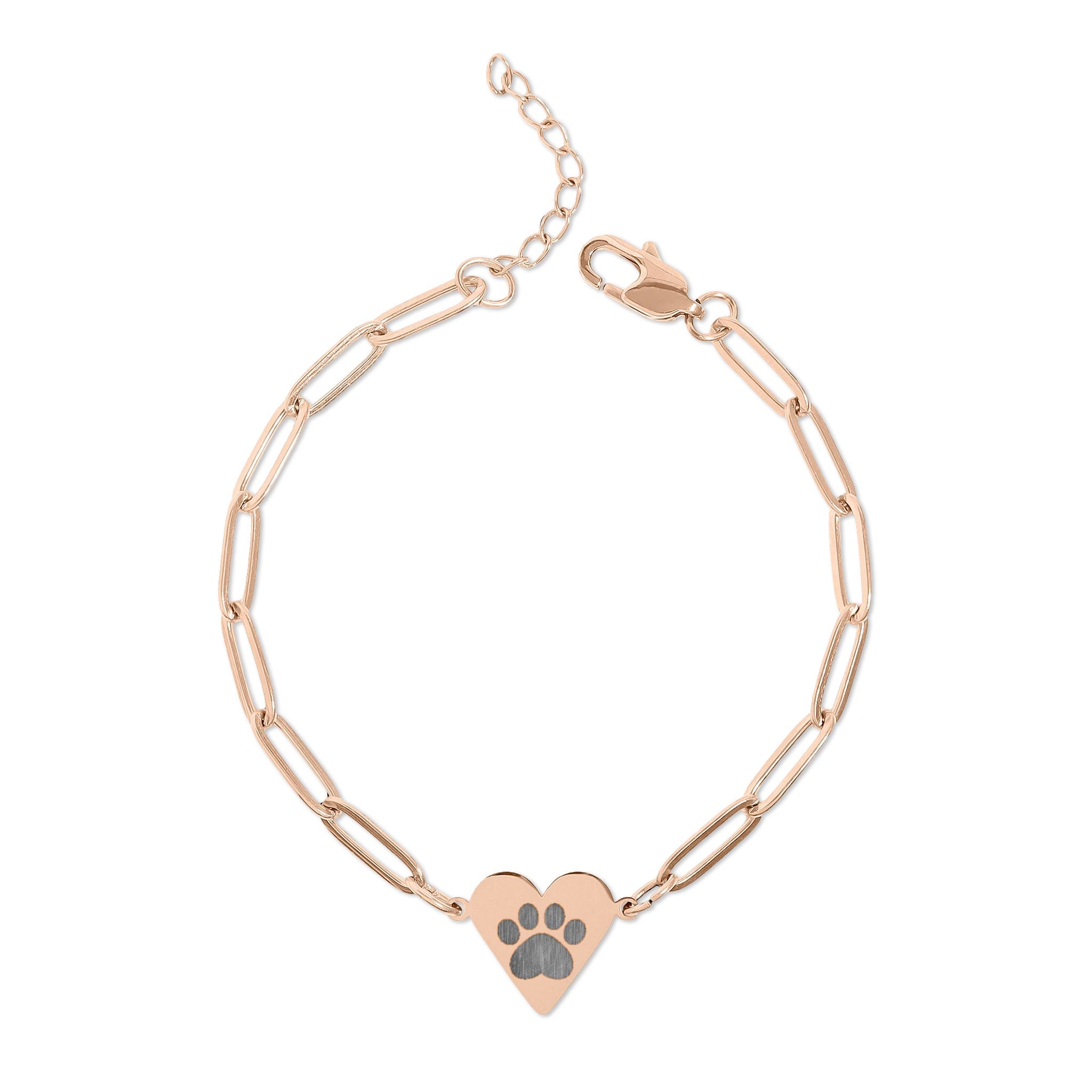 Paperclip Heart Bracelet with Paw Print