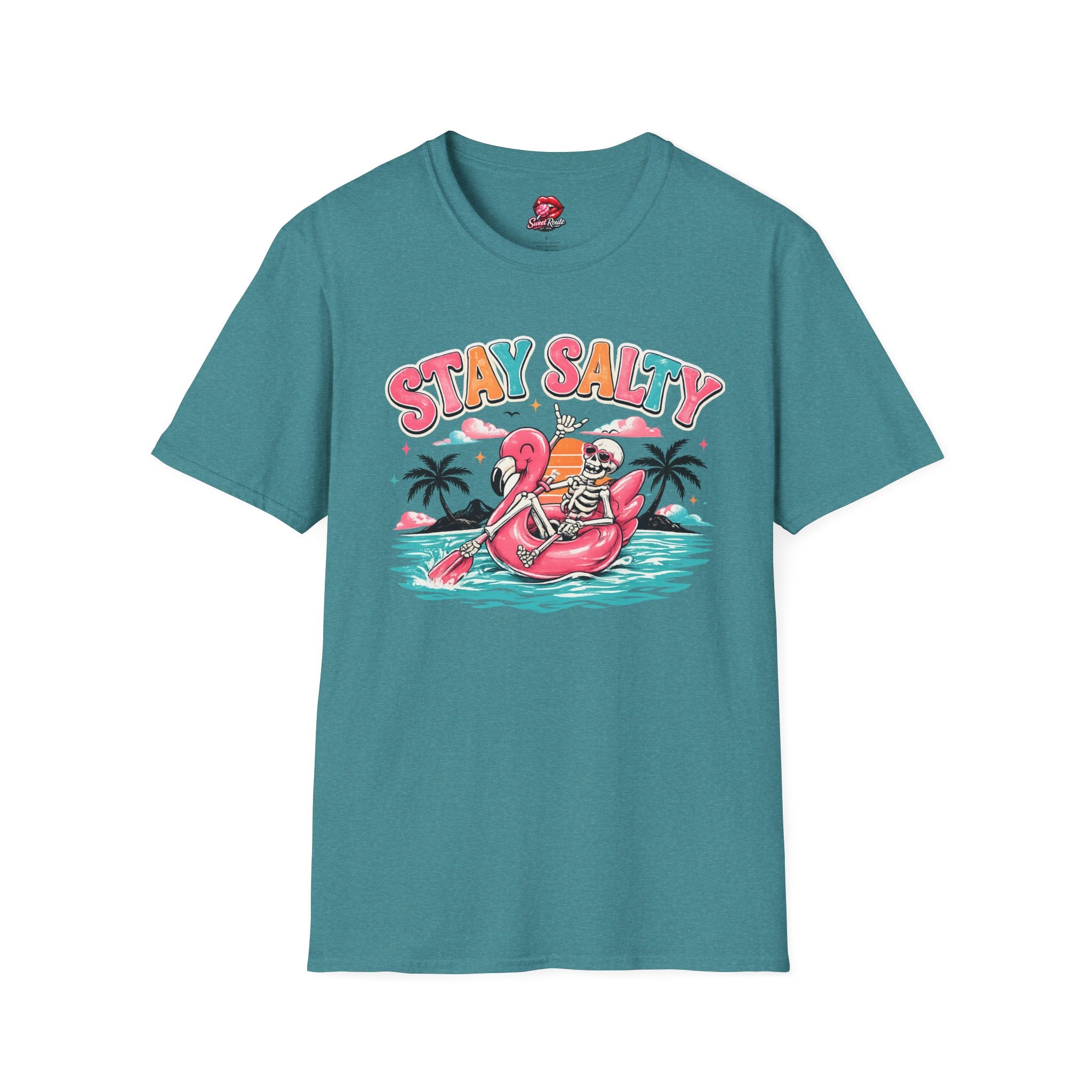 Stay Salty skeleton flamingo float T-Shirt