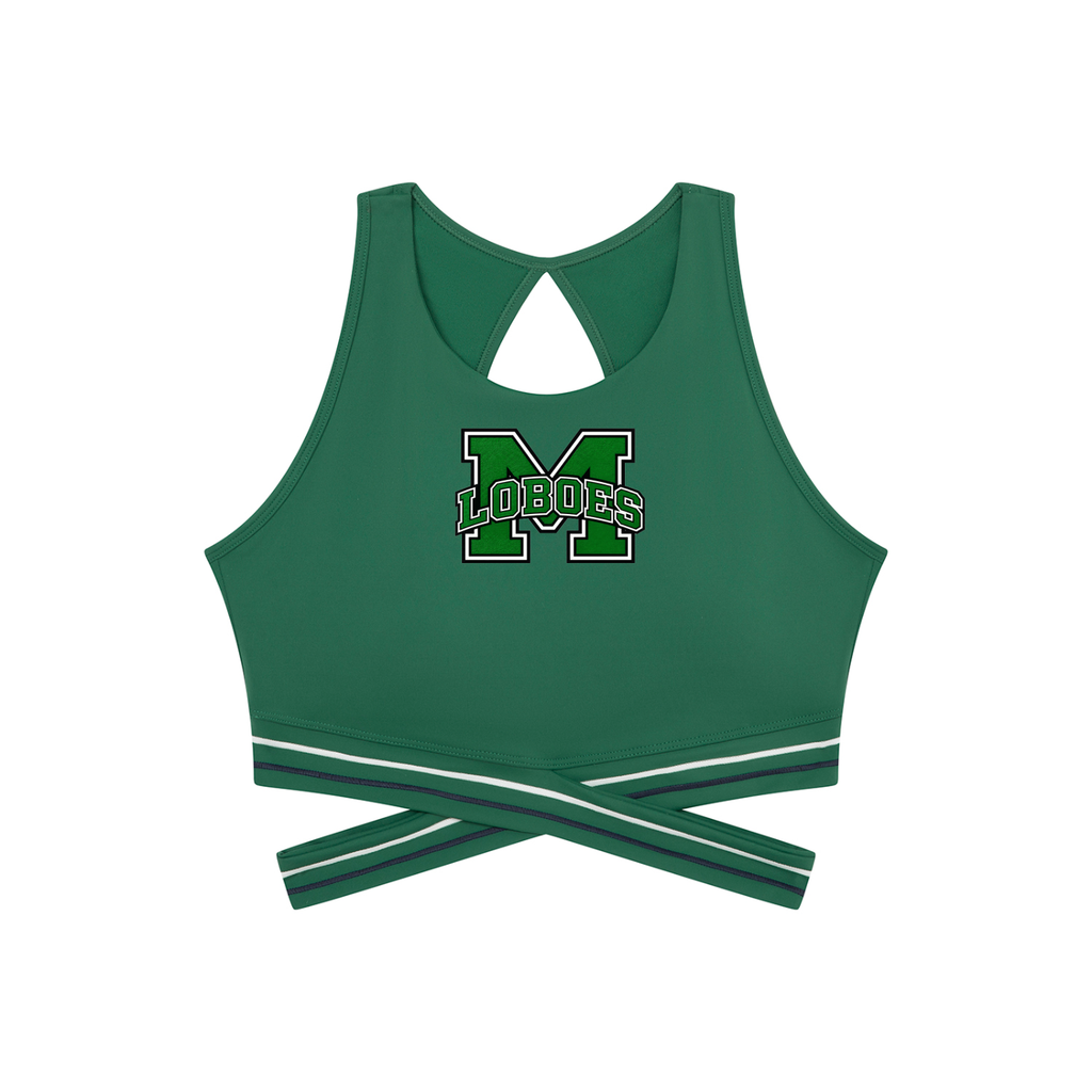 Monahans Loboes Women’s Criss-Cross Sports Bra | Kelly Green Game Day Athletic Bra