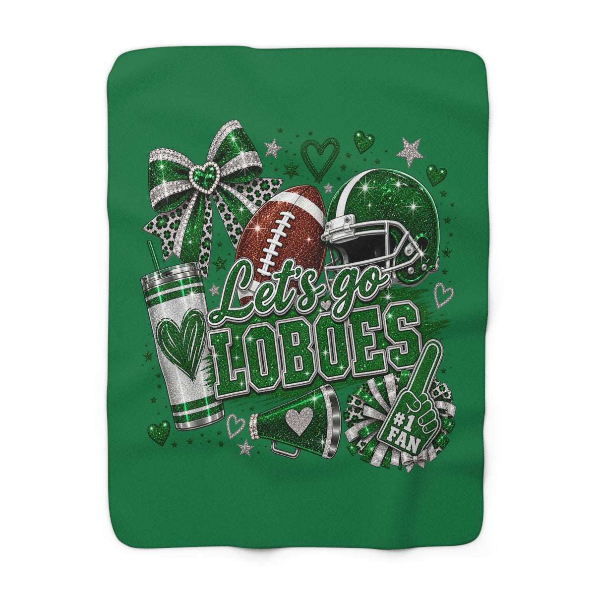 Let's Go Lobos Sherpa Fleece Blanket — Football Team Spirit Throw