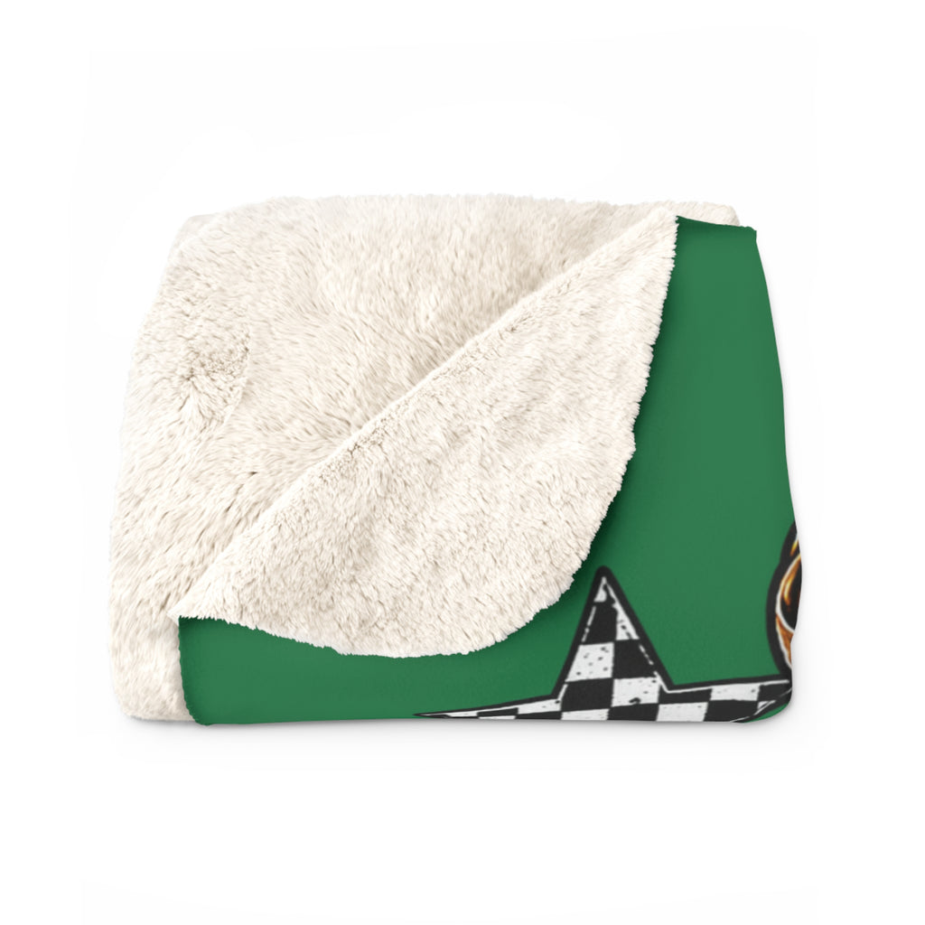 Loboes Football Sherpa Blanket — Cozy Game Day Fleece with Helmet, Pom Pom & Touchdown Design