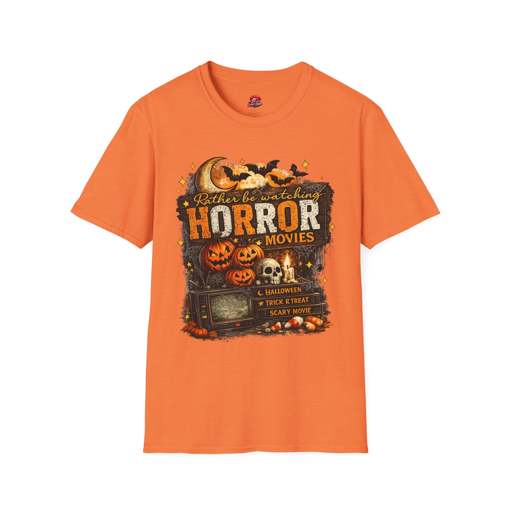 Rather Be Watching Horror Movies T-Shirt | Funny Halloween Shirt | Horror Movie Lover Tee | Spooky Season Graphic Tee | Scary Movie Gift