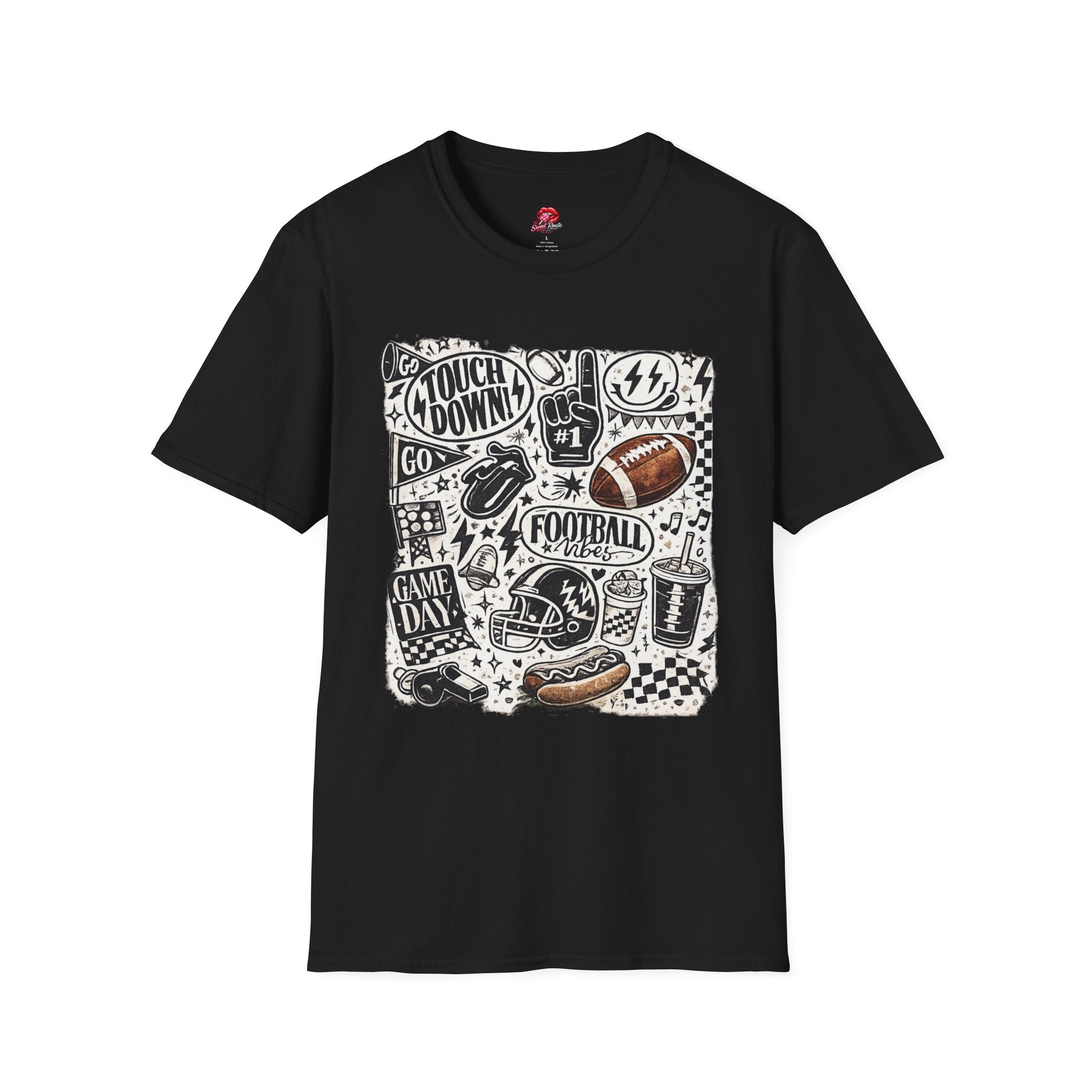 Football Doodle Graphic T-Shirt | Cute Game Day Football Tee | Sports Fan Fall Shirt