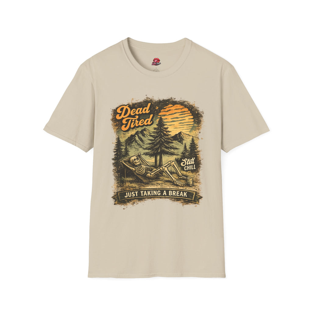 Dead Tired Vintage Camping Tee with Sunset Pines