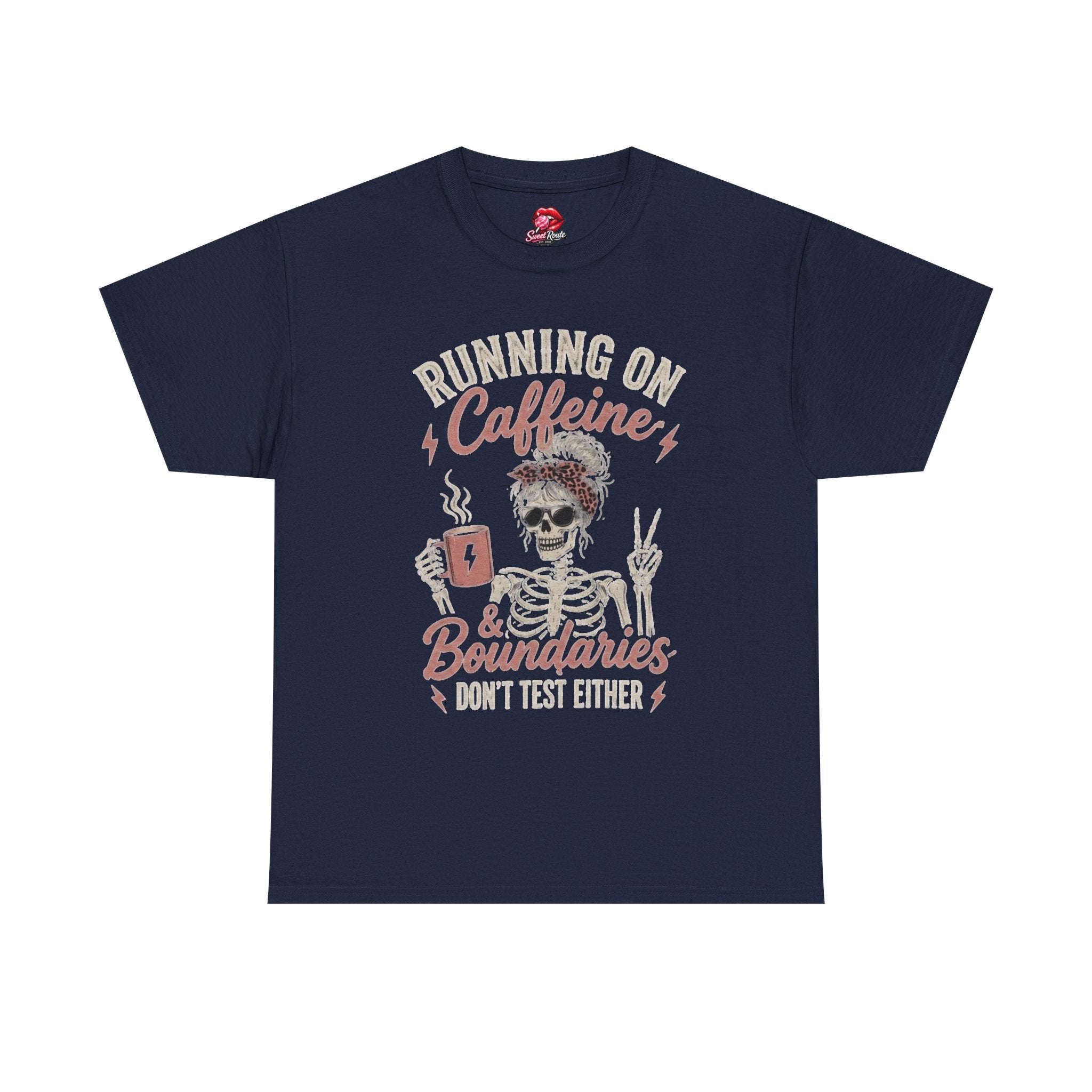 Running on Caffeine & Boundaries Skull Tee | Coffee Skeleton Shirt