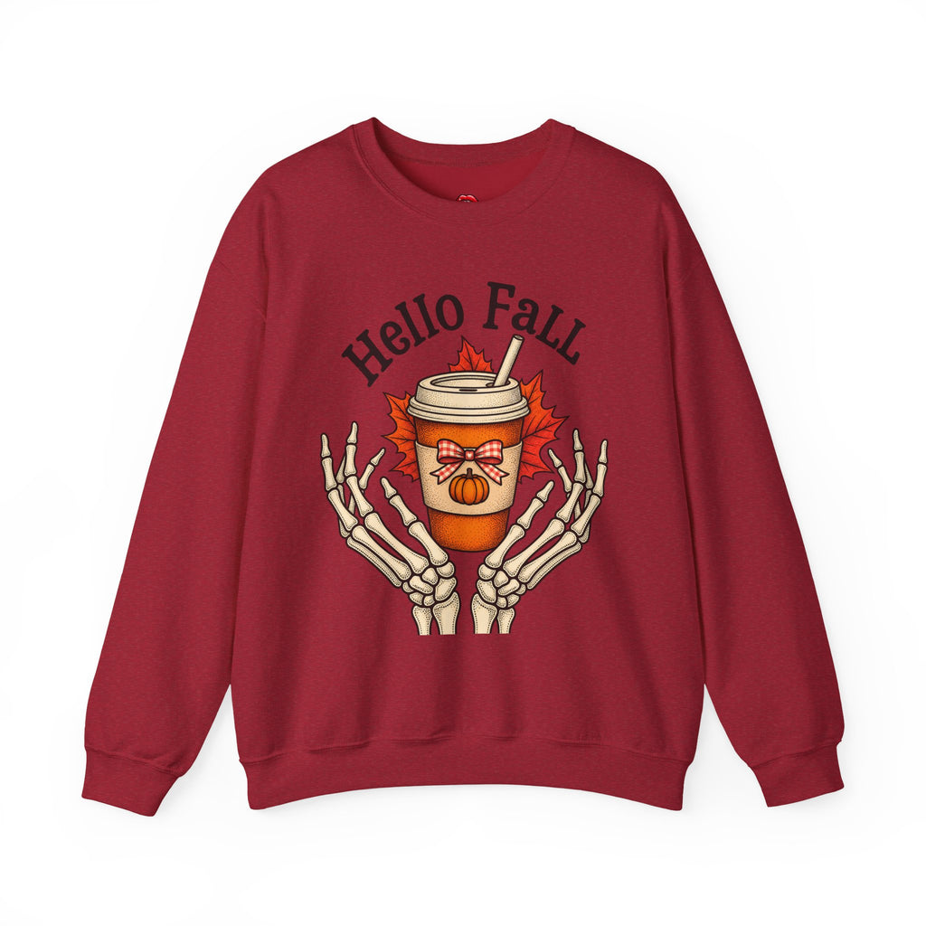 Fall Coffee Skeleton Hands Cozy Autumn Pullover