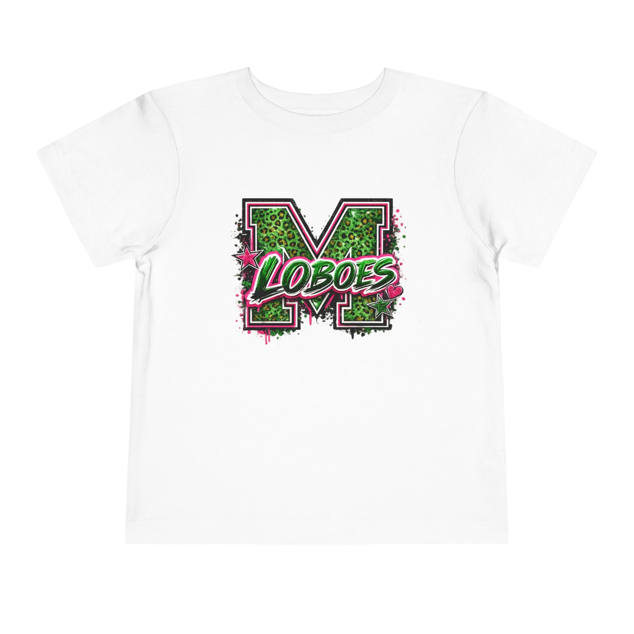 Green Leopard 'Lobos' M Letter Toddler Tee