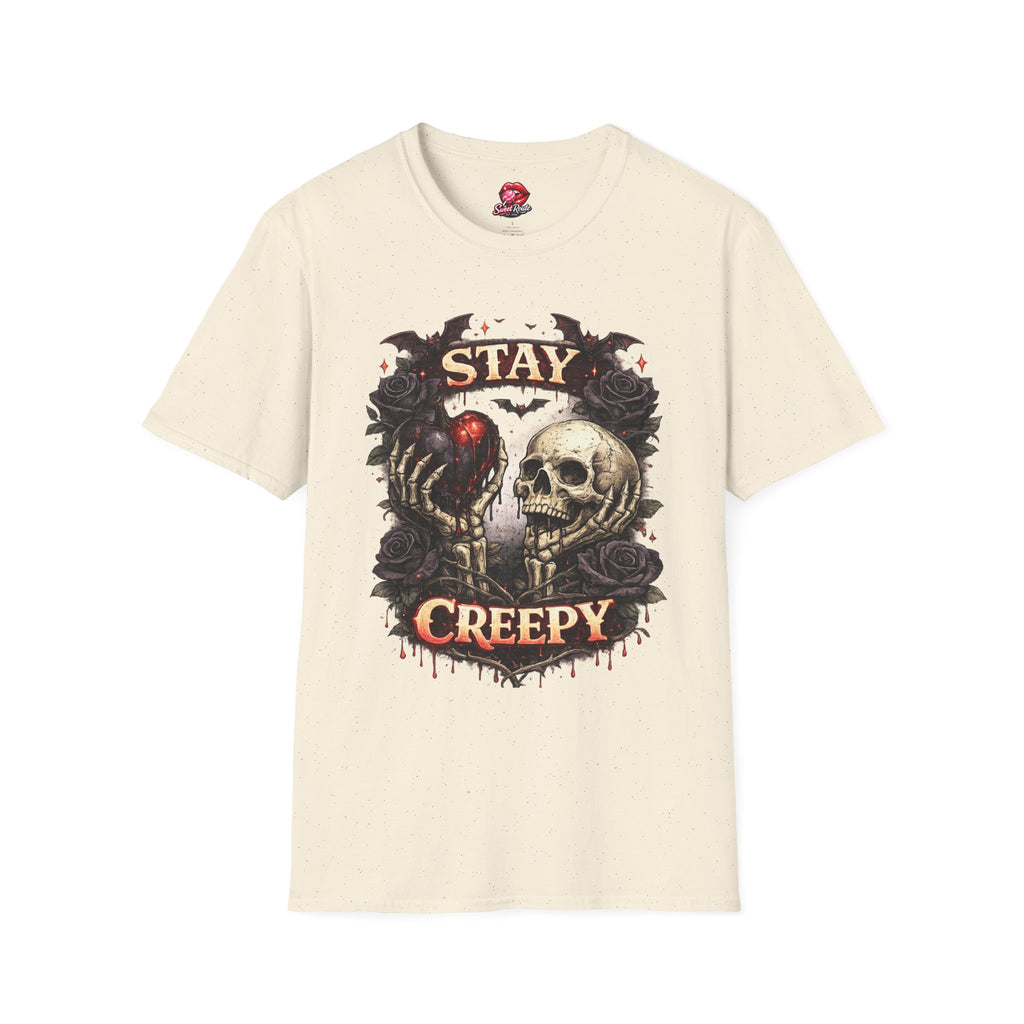 Stay Creepy Skull Heart T-Shirt | Gothic Halloween Skull Tee | Spooky Season Graphic Shirt | Dark Academia Halloween | Horror Lover Gift