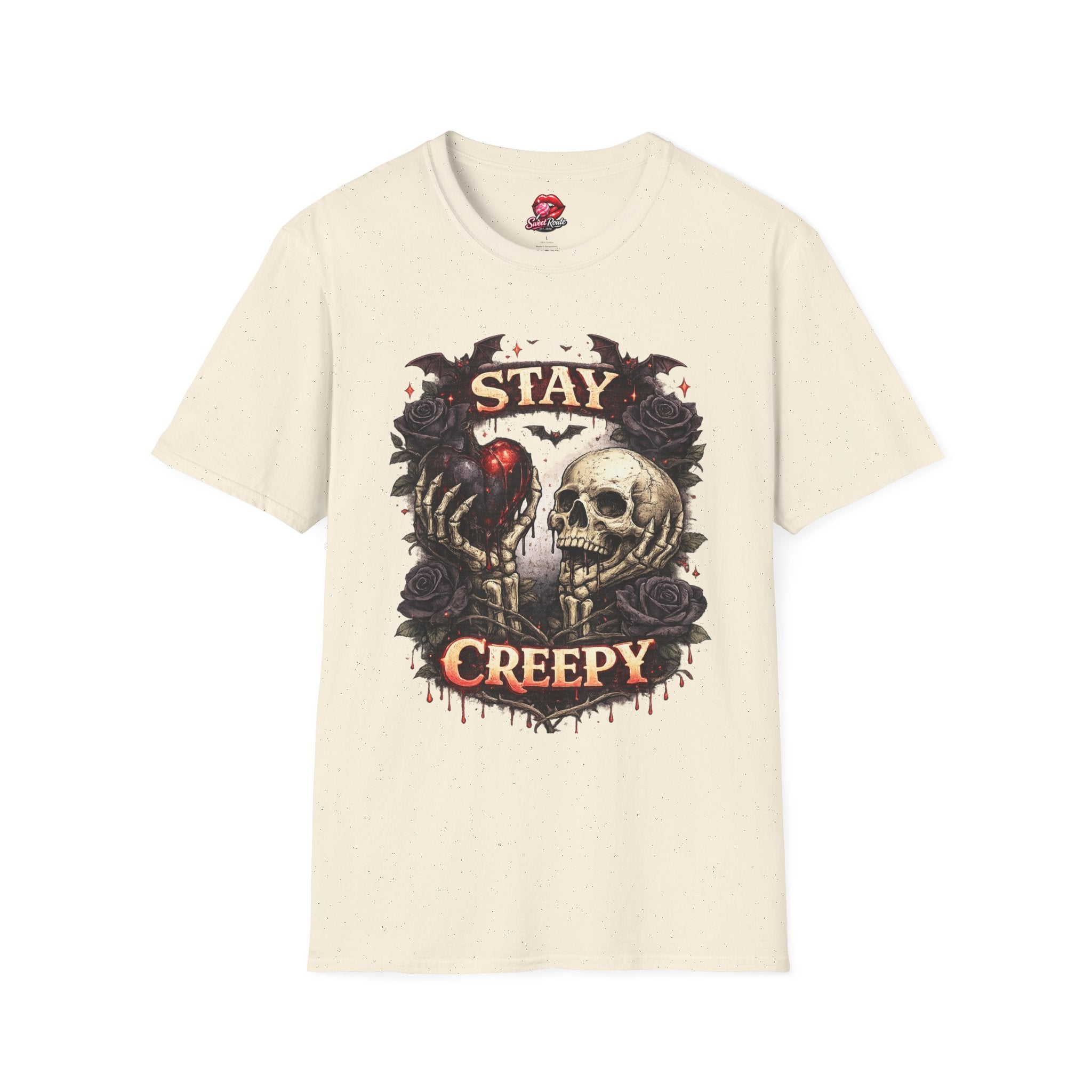 Stay Creepy Skull Heart T-Shirt | Gothic Halloween Skull Tee | Spooky Season Graphic Shirt | Dark Academia Halloween | Horror Lover Gift