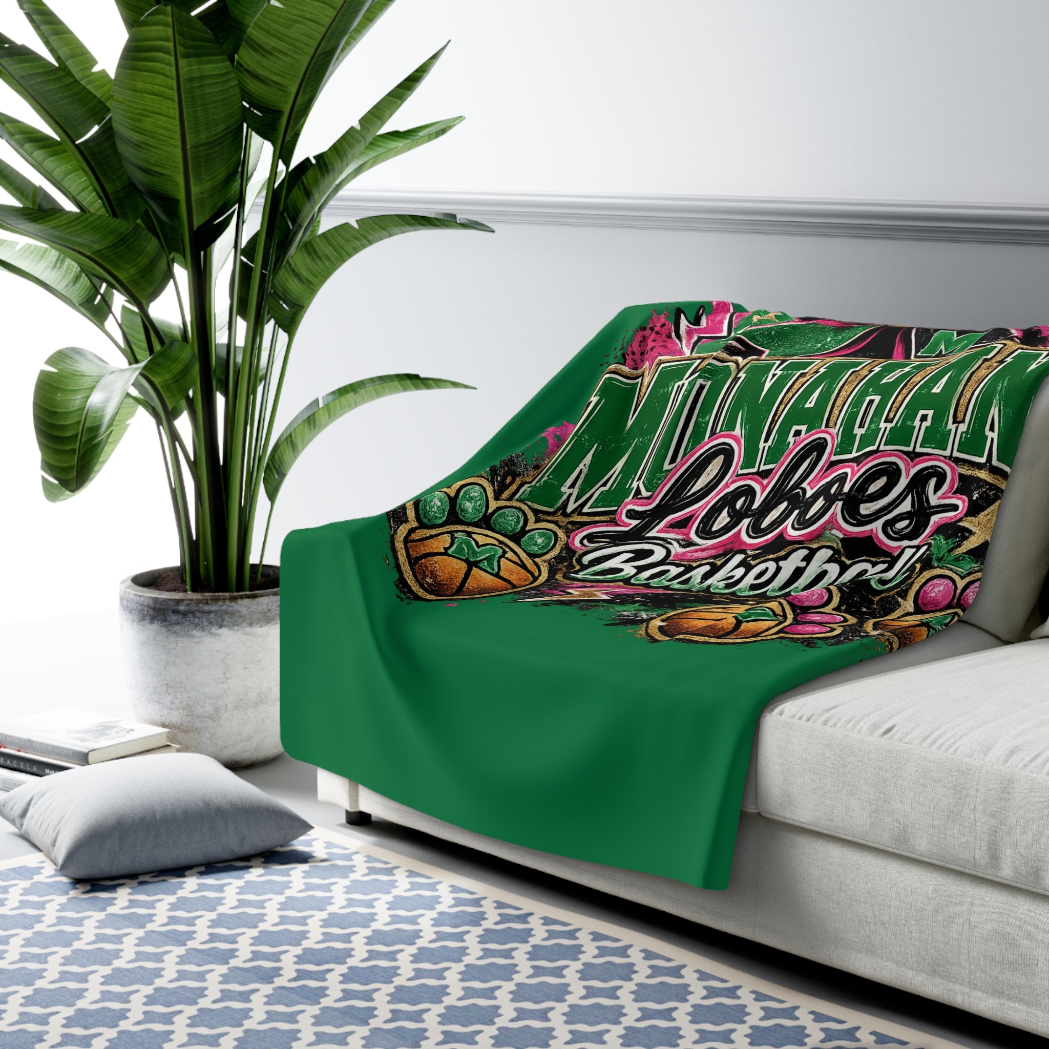 Monahans Loboes Basketball Sherpa Blanket