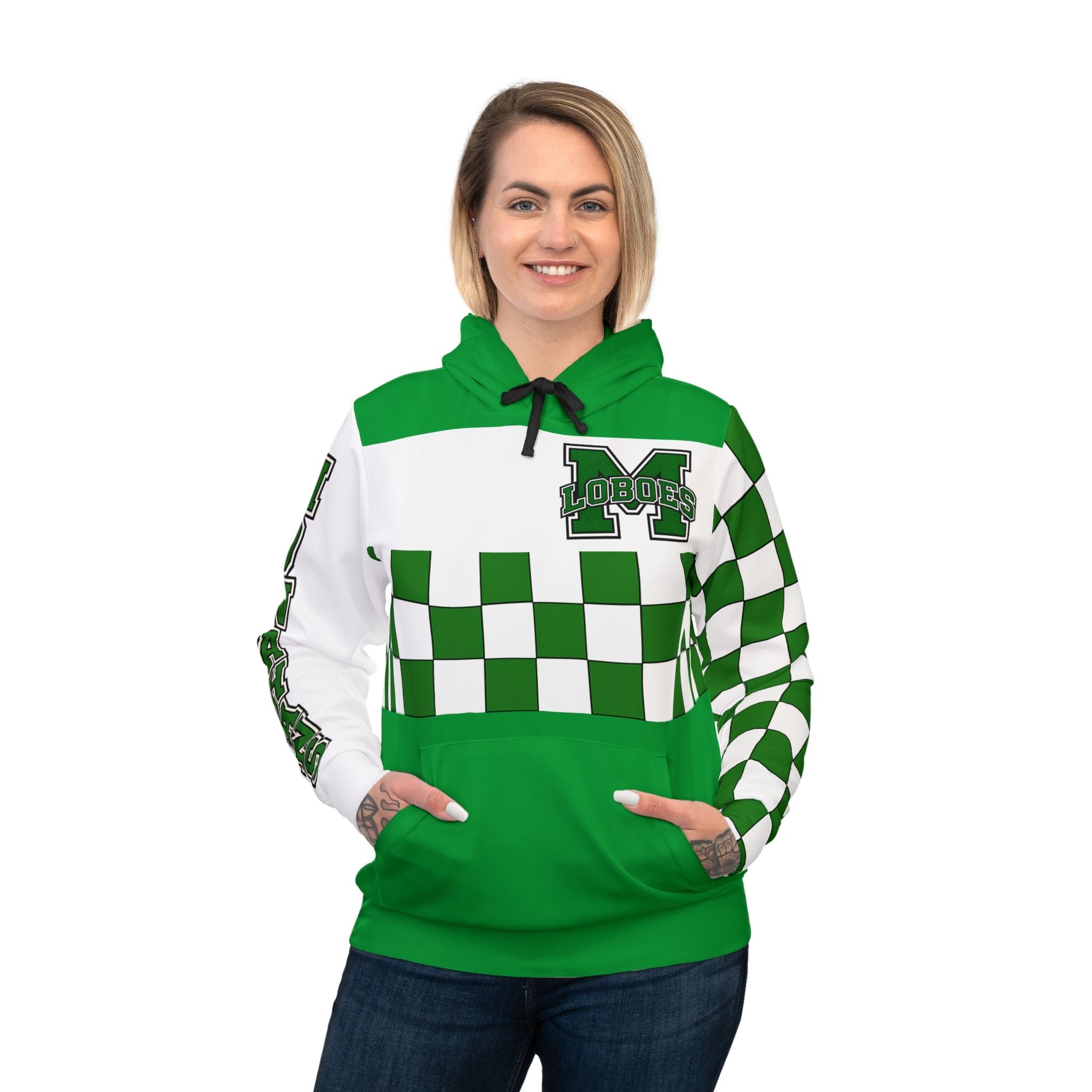 Green Checkered Athletic Hoodie