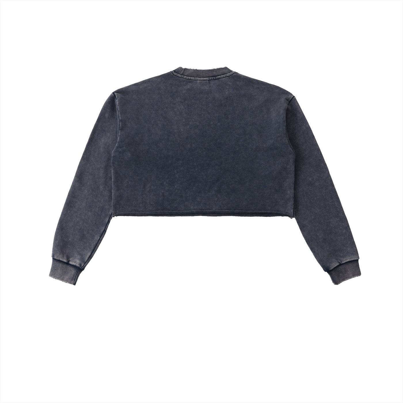 Sweet Route Snow Washed Raw Edge Cropped Sweatshirt