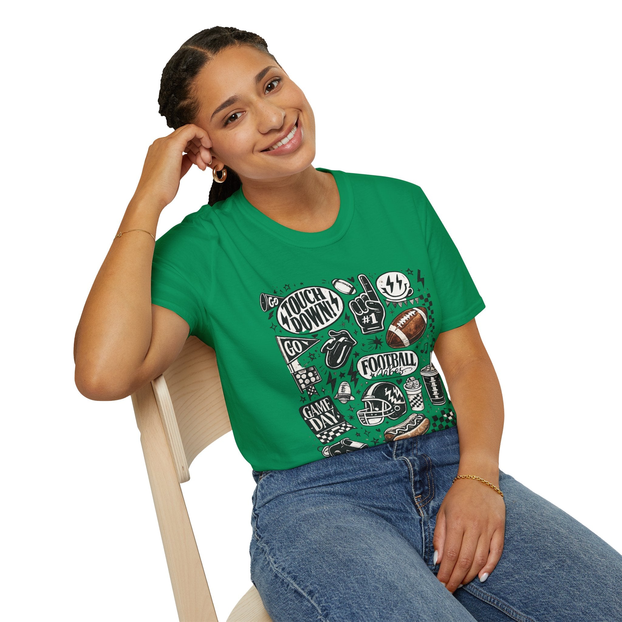 Football Doodle Graphic T-Shirt | Cute Game Day Football Tee | Sports Fan Fall Shirt