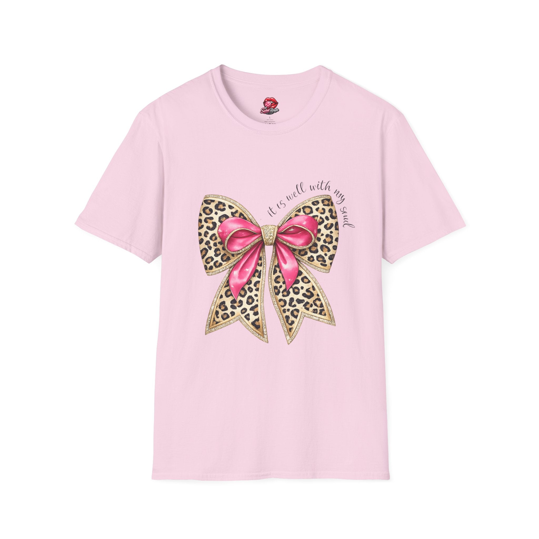 Leopard Bow with Pink Ribbon T-Shirt
