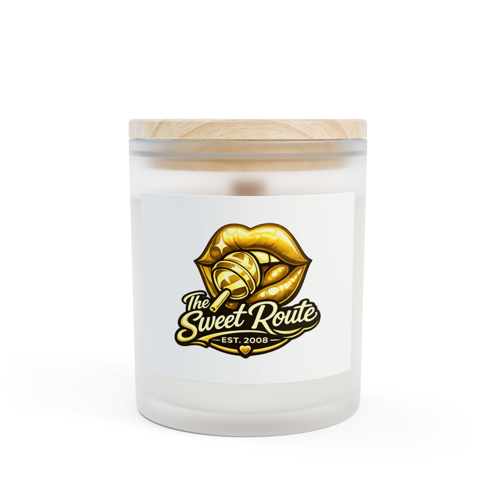 Gold Sweet Route Frosted Glass Candle, 11oz